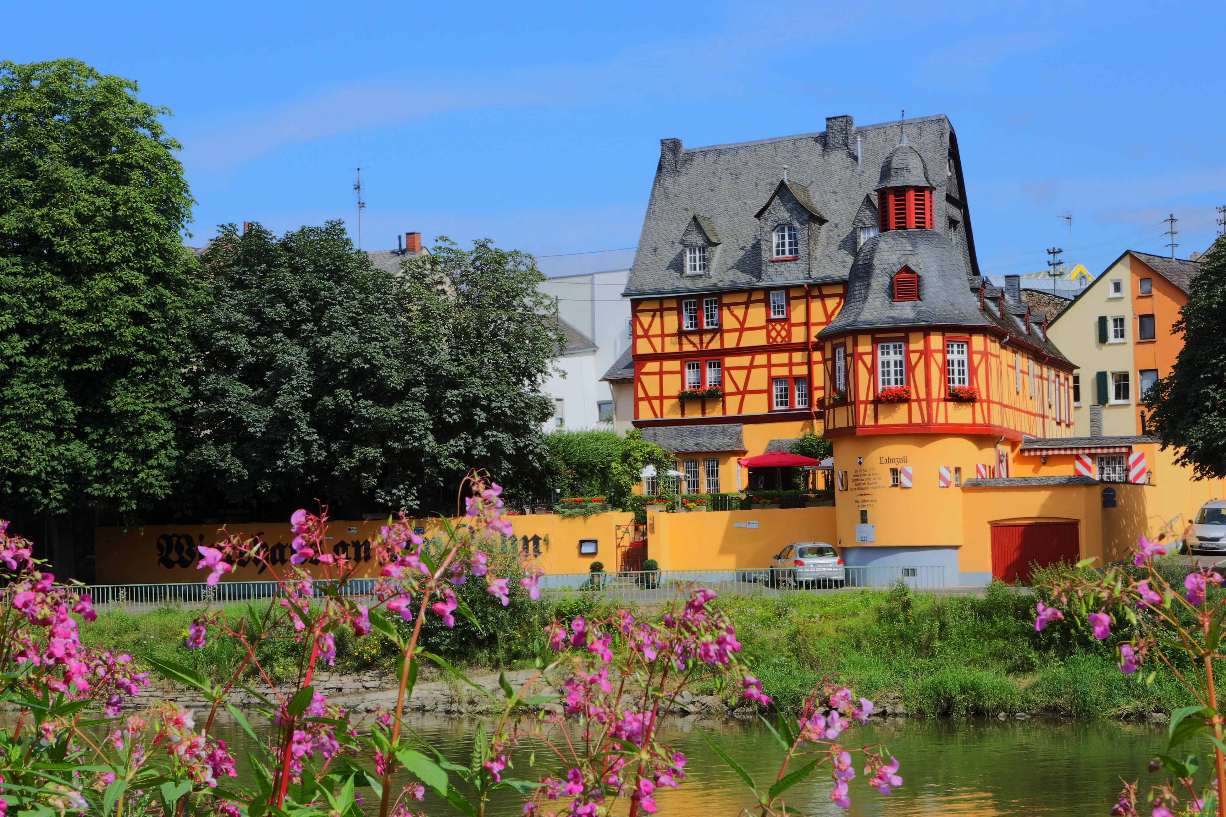 германия, ланштайн, города, здания, дома