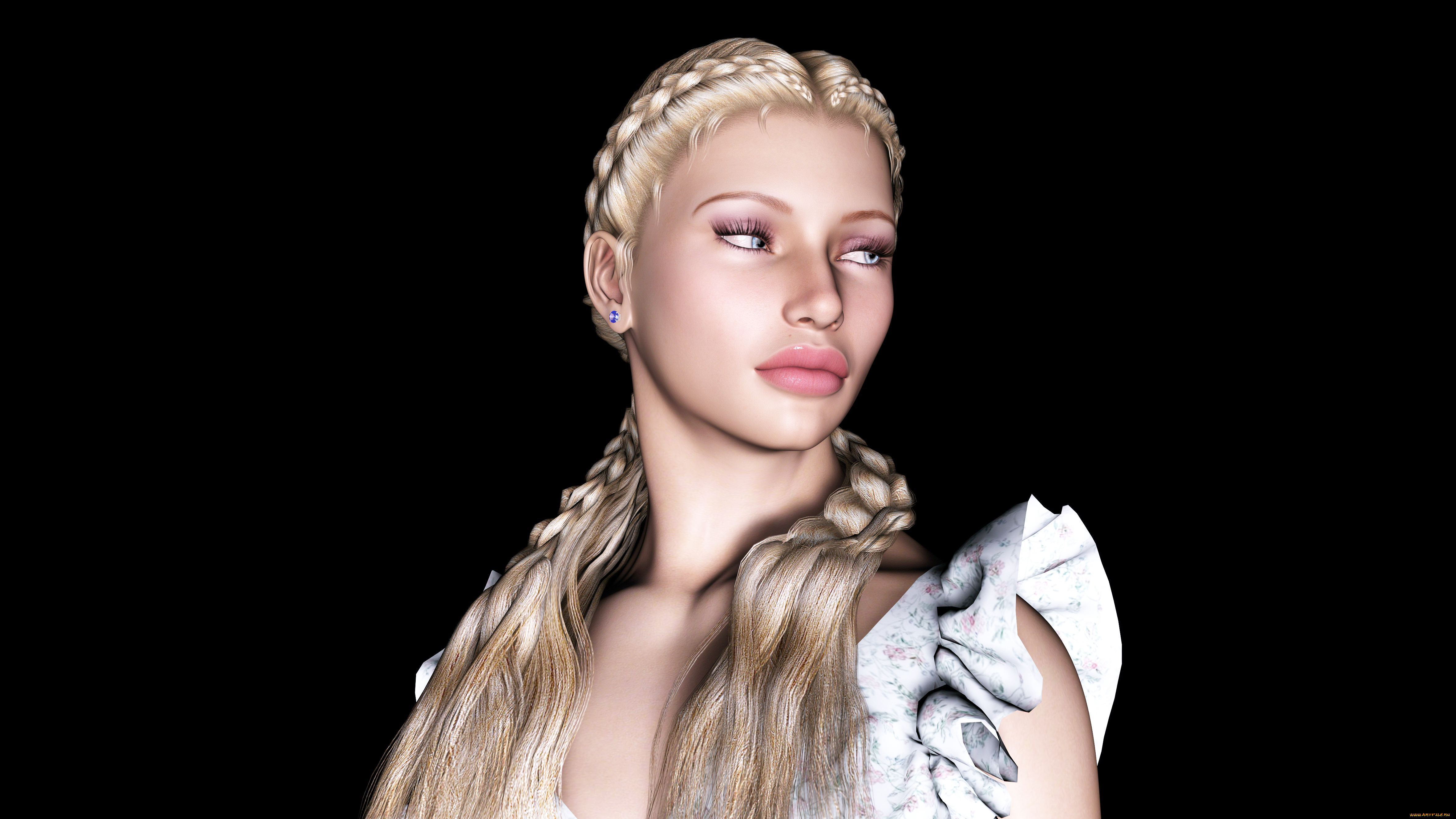 3д, графика, people, люди, девушка, коса