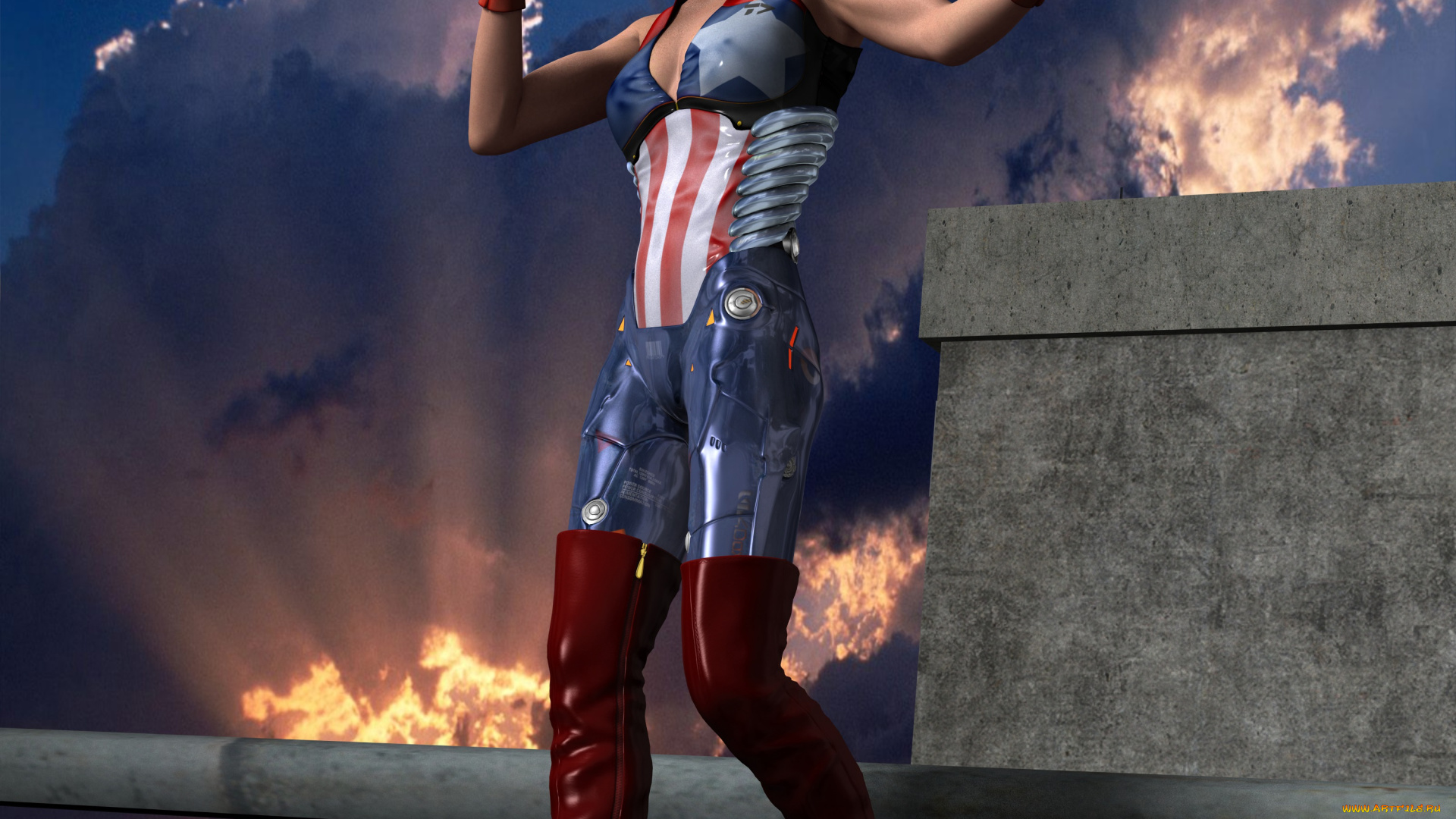 3д, графика, фантазия, , fantasy, облака, поза, девушка