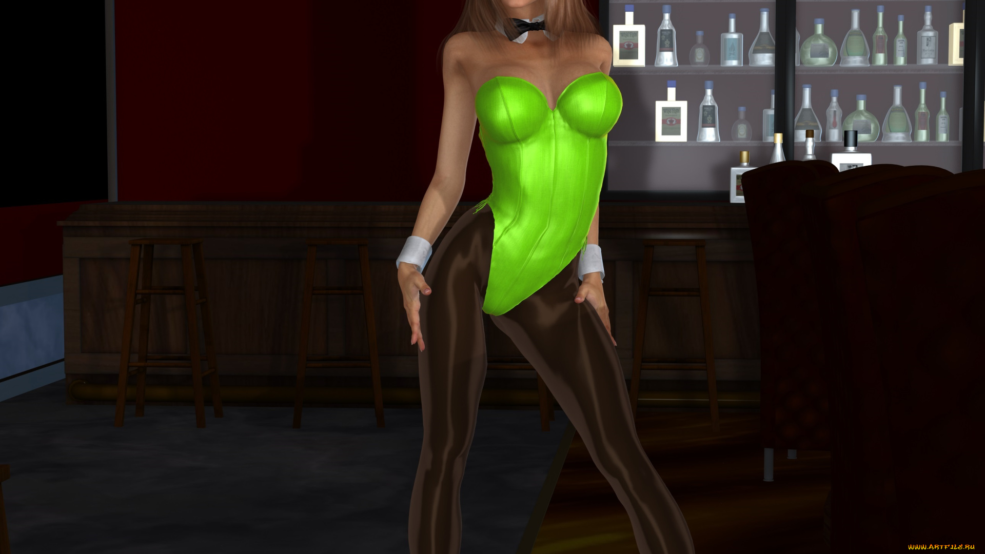 3д, графика, люди, , people, ушки, взгляд, девушка