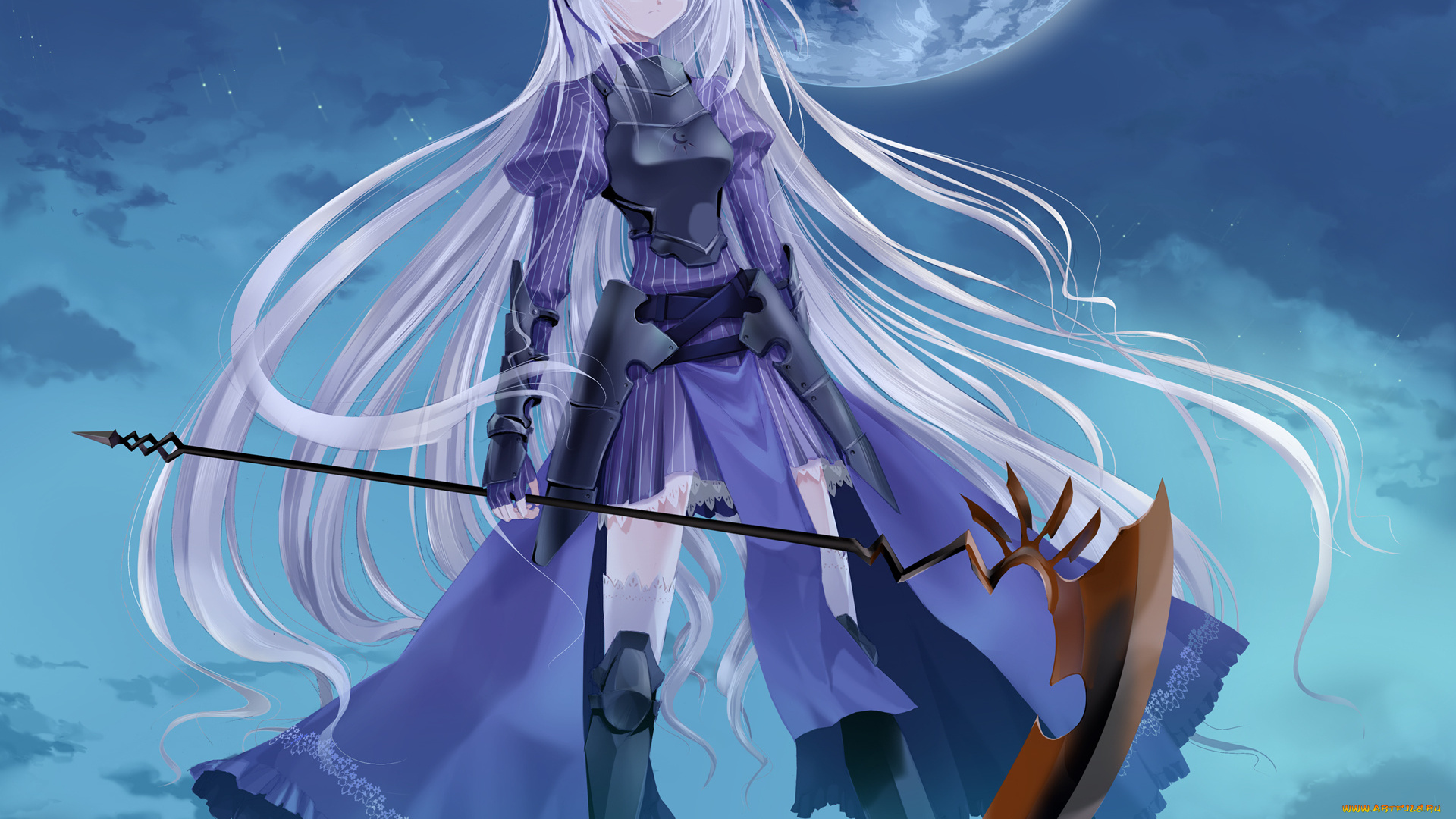 аниме, kore, wa, zombie, desu, ka, коса, белые, волосы, оружие, девушка, kore, wa, zombie, desu, ka