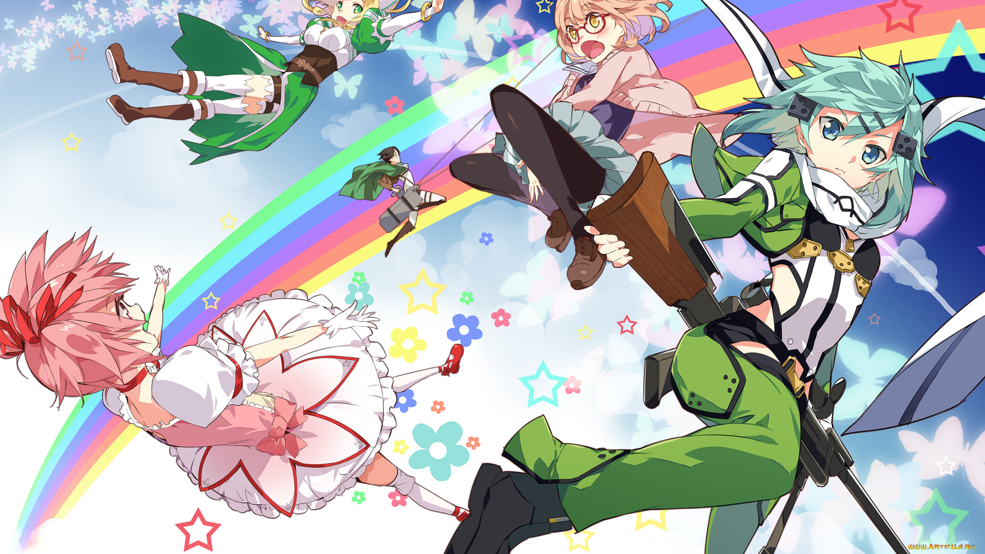 аниме, kyoukai, no, kanata, небо, арт, персонажи, девушки, парни