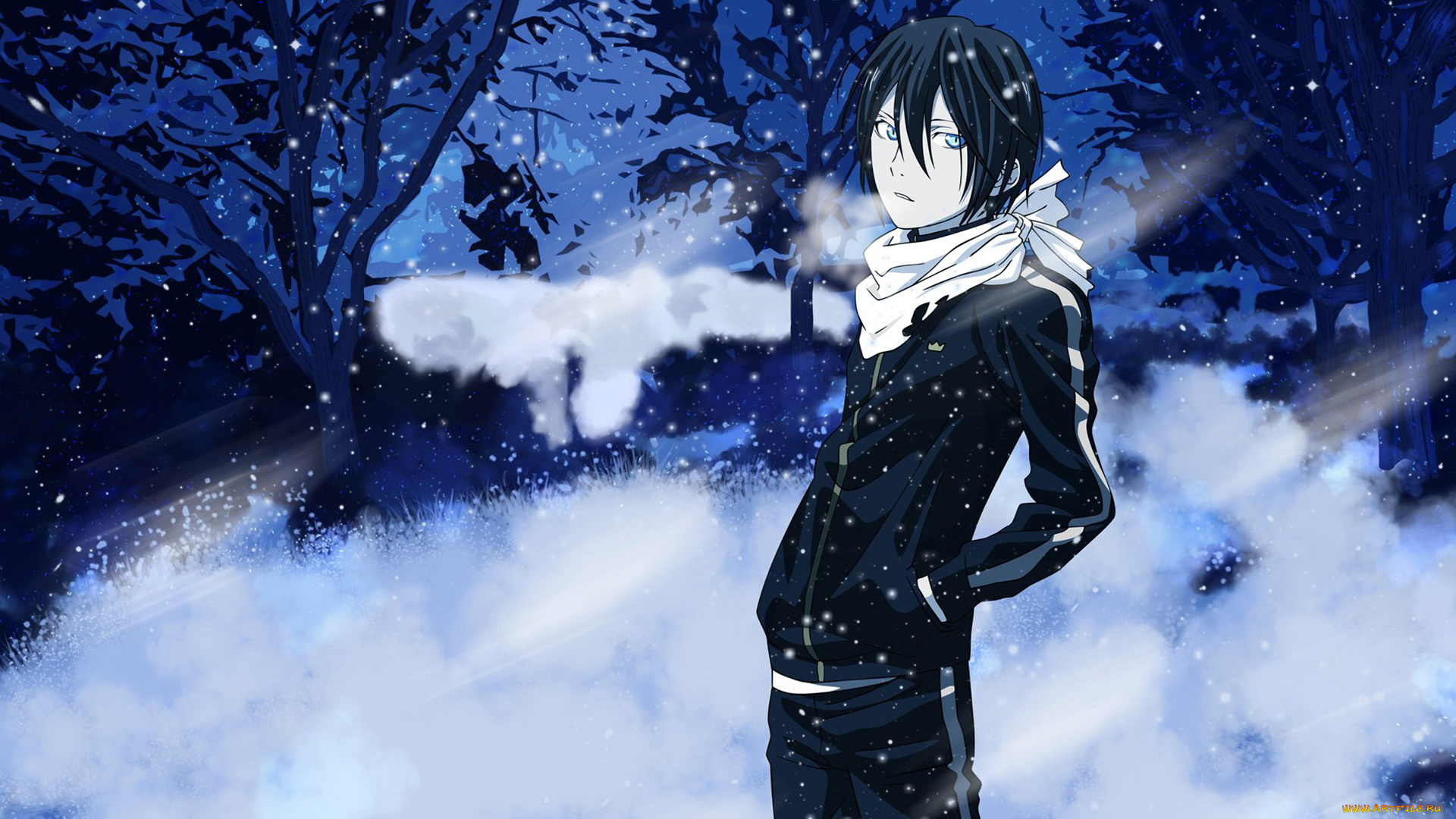 аниме, noragami, снег, yato