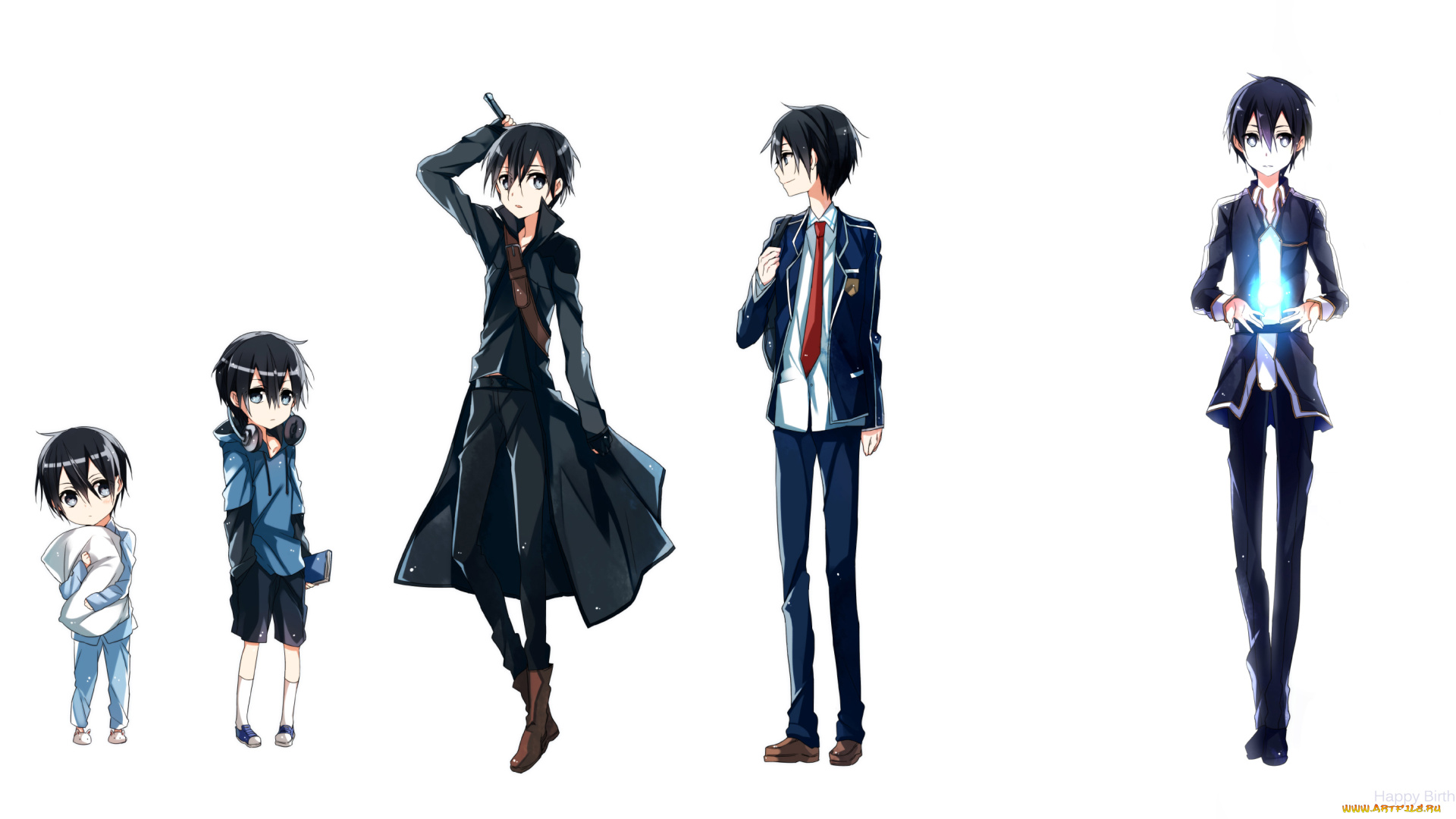 аниме, sword, art, online, арт, форма, парень, мальчик, kirigaya, kazuto, jianmo, sl, школьник, плащ, магия, sword, art, online