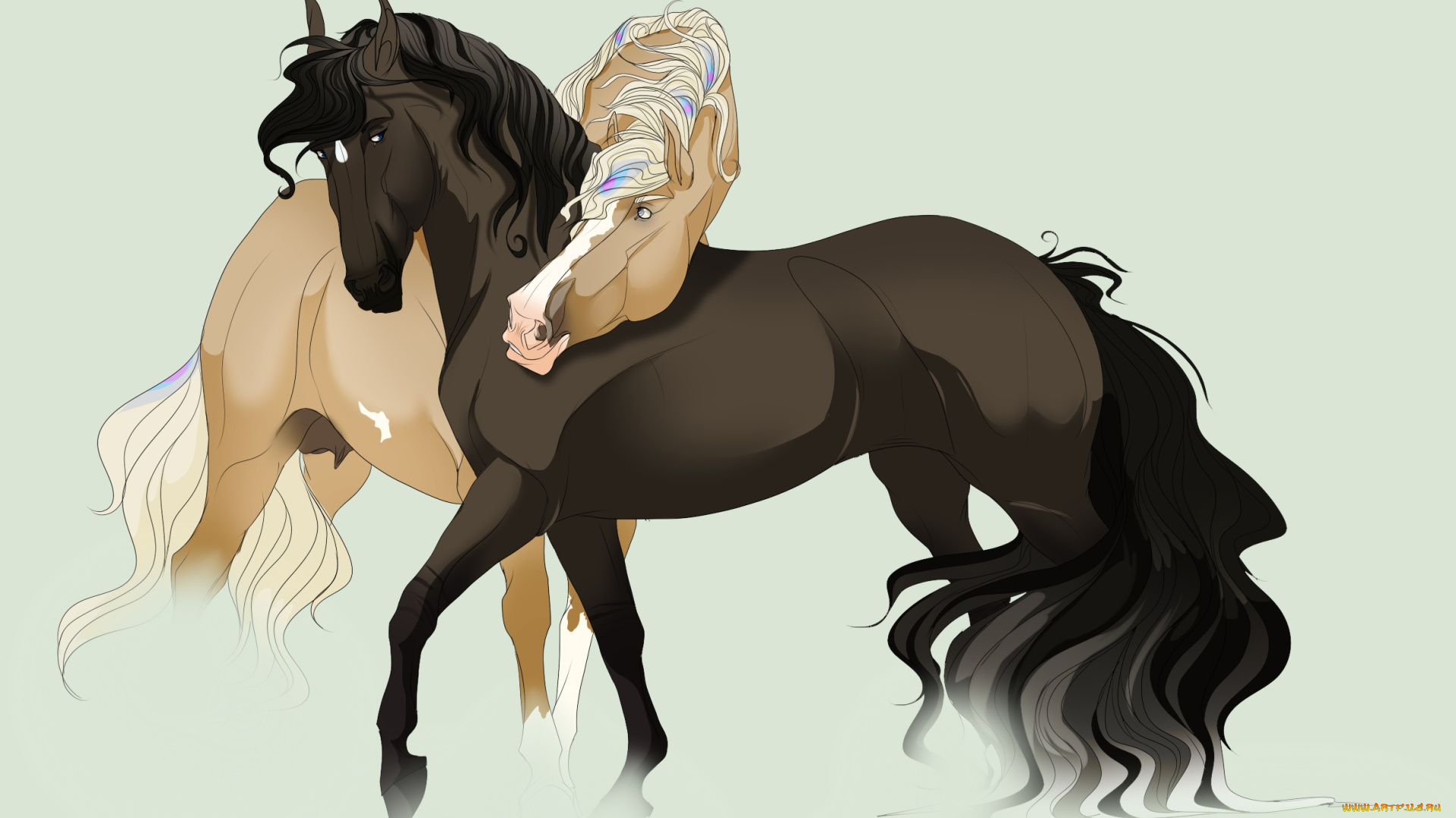 рисованные, животные, , лошади, лошади