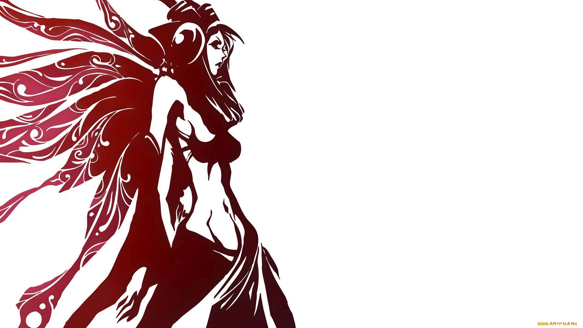 векторная, графика, девушки, взгляд, девушка