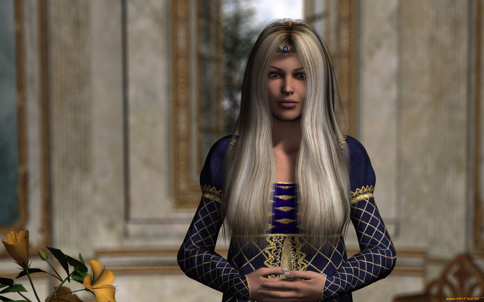 3д, графика, люди, , people, блондинка, взгляд, девушка