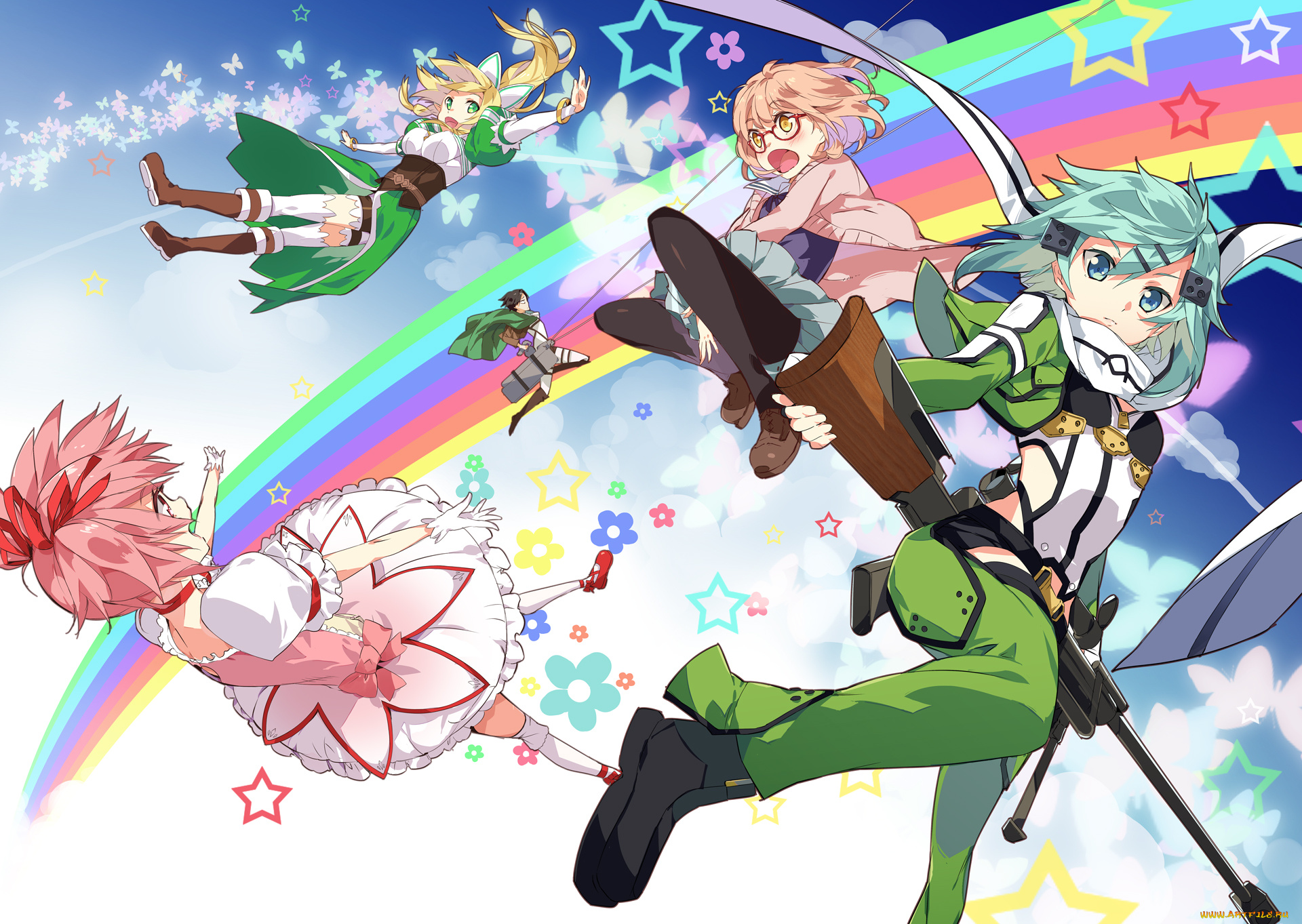 аниме, kyoukai, no, kanata, небо, арт, персонажи, девушки, парни