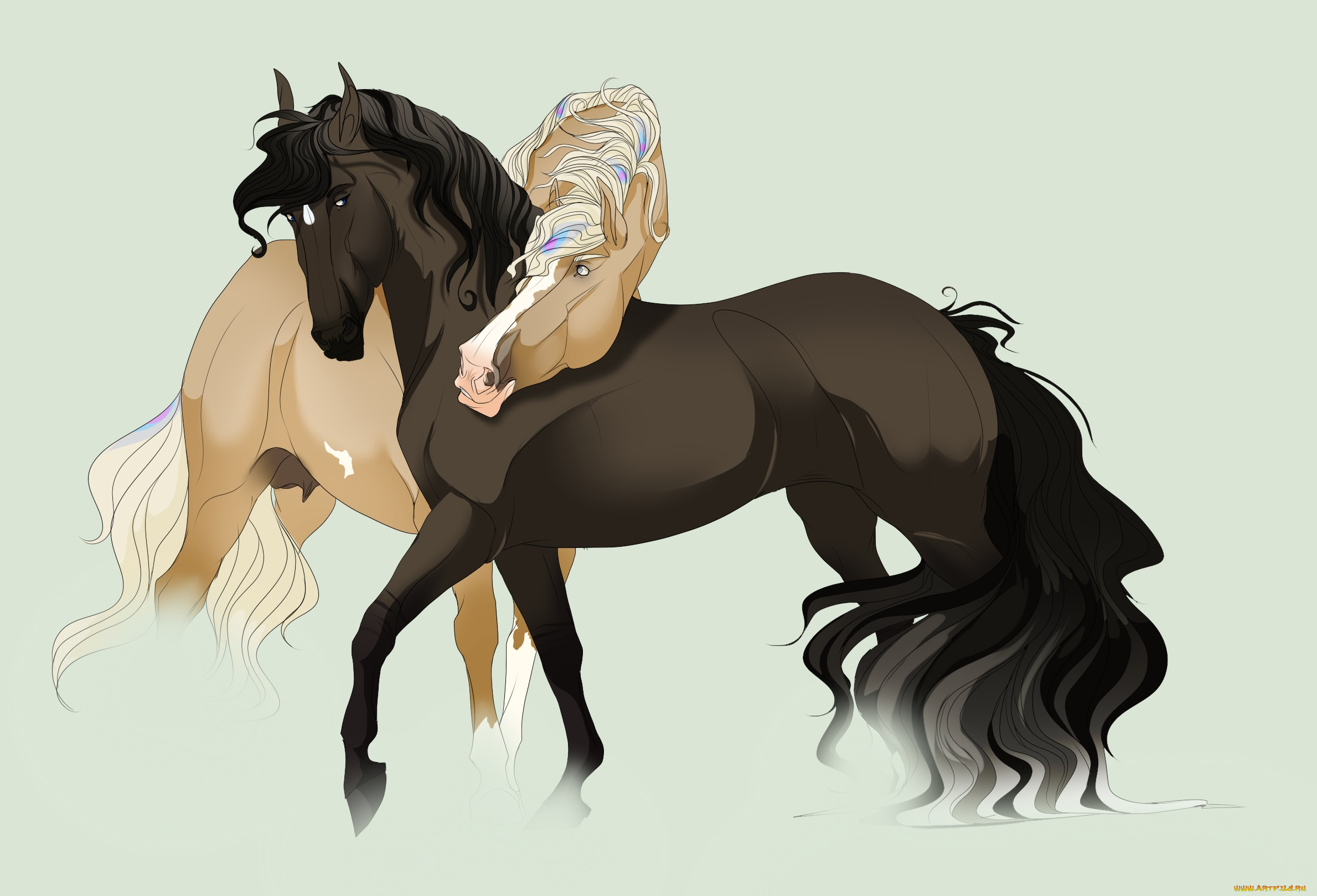 рисованные, животные, , лошади, лошади