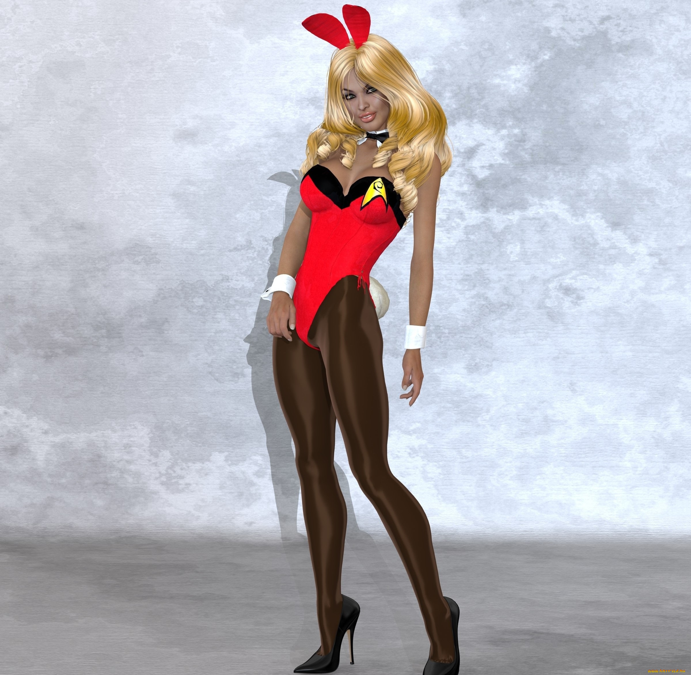 3д, графика, люди, , people, ушки, взгляд, девушка