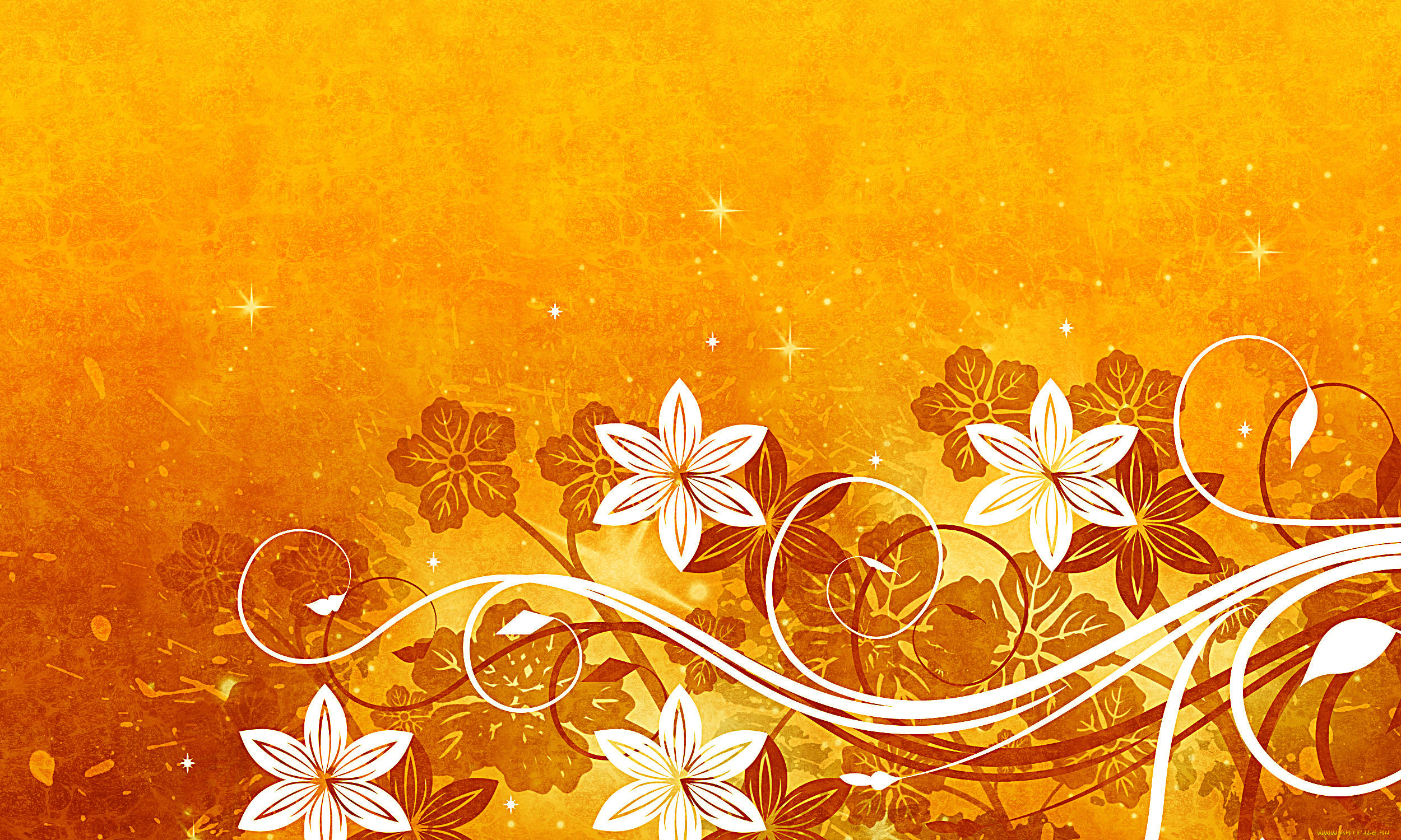 векторная, графика, цветы, жёлтый, фон, звёзды