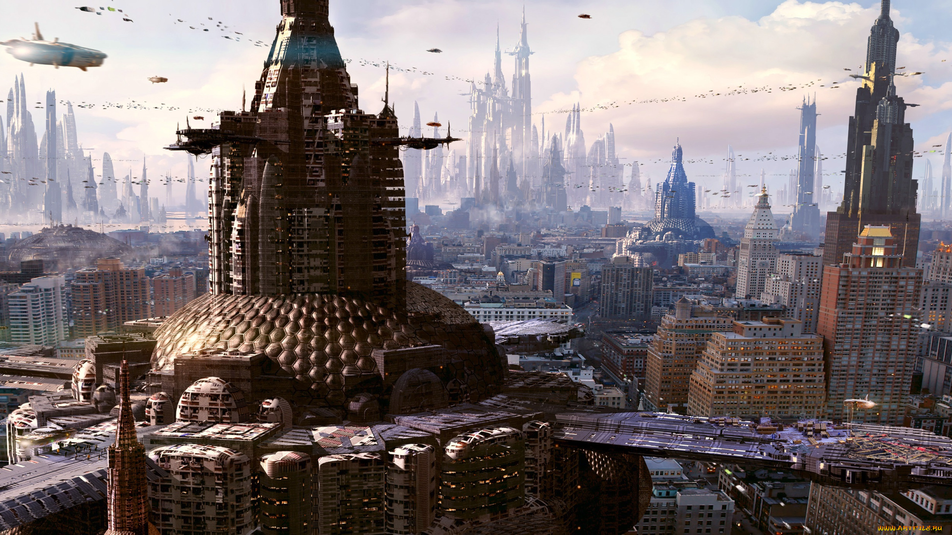 фэнтези, иные, миры, , иные, времена, будущее, небоскребы, город, рендер, мегаполис