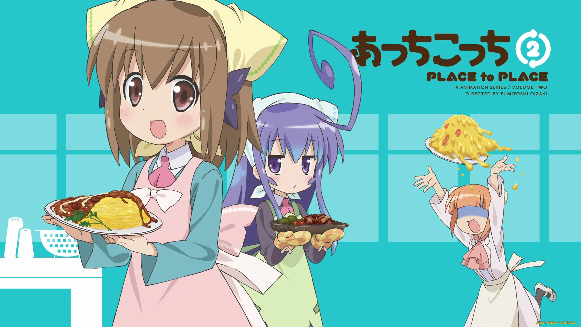 аниме, acchi, kocchi, взгляд, девушки, фон