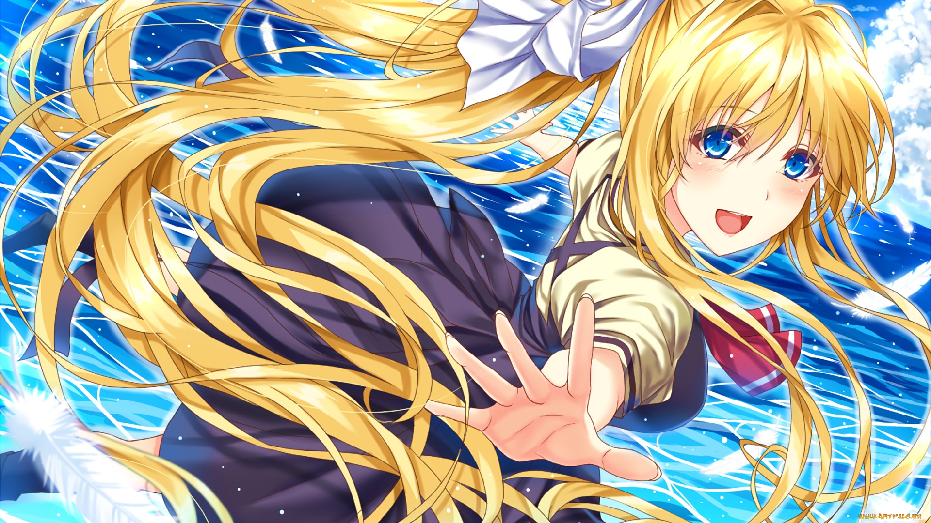 аниме, air, взгляд, фон, девушка