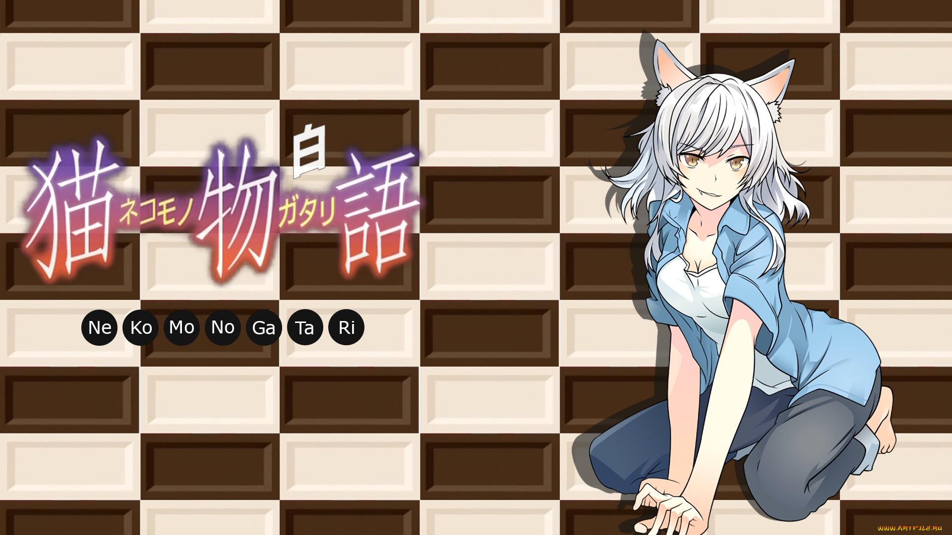 аниме, bakemonogatari, фон, взгляд, девушка