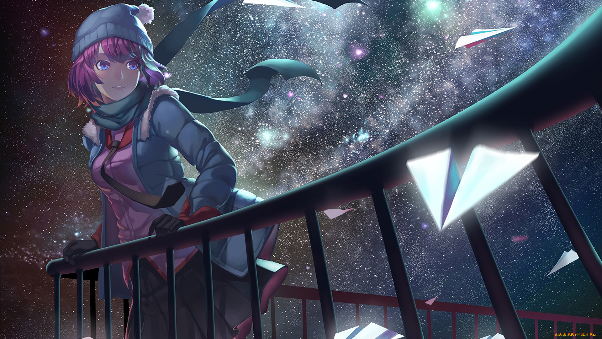 аниме, bakemonogatari, фон, взгляд, девушка