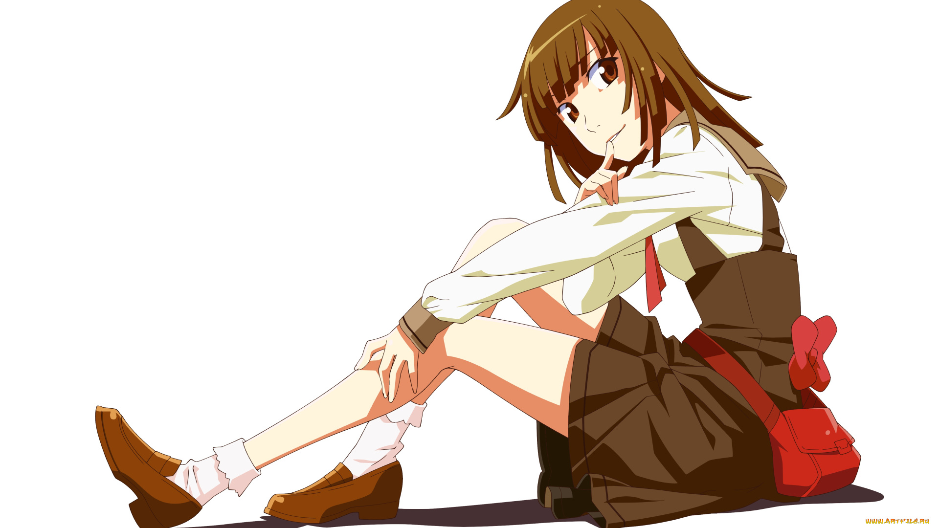 аниме, bakemonogatari, взгляд, девушка, фон