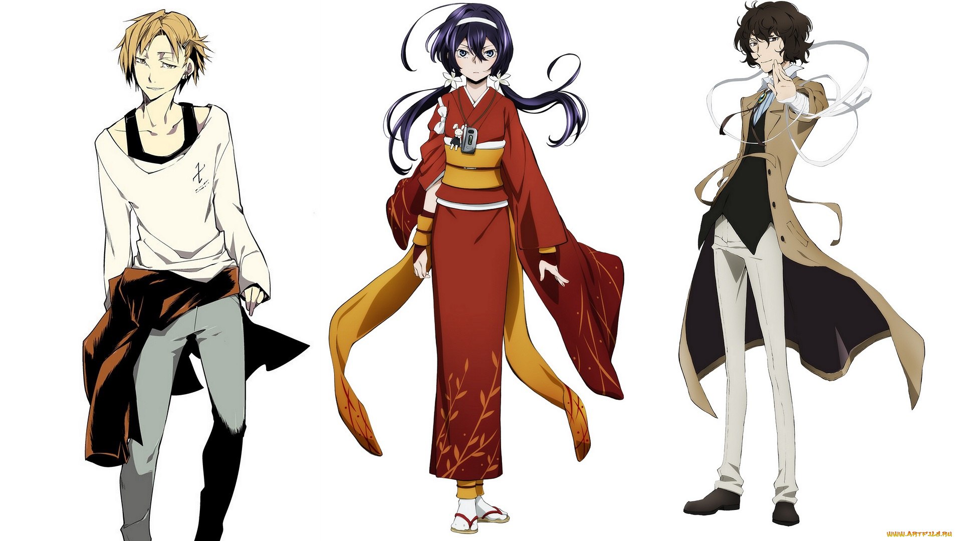 аниме, bungou, stray, dogs, девушка, парни