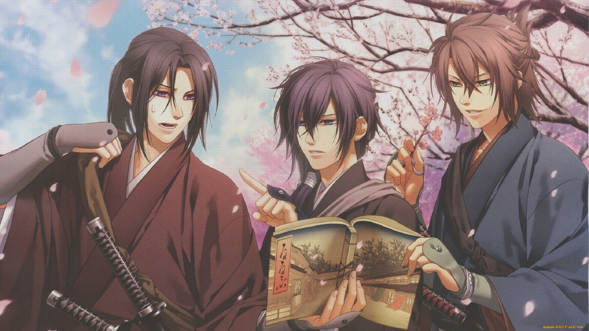 аниме, hakuouki, парни