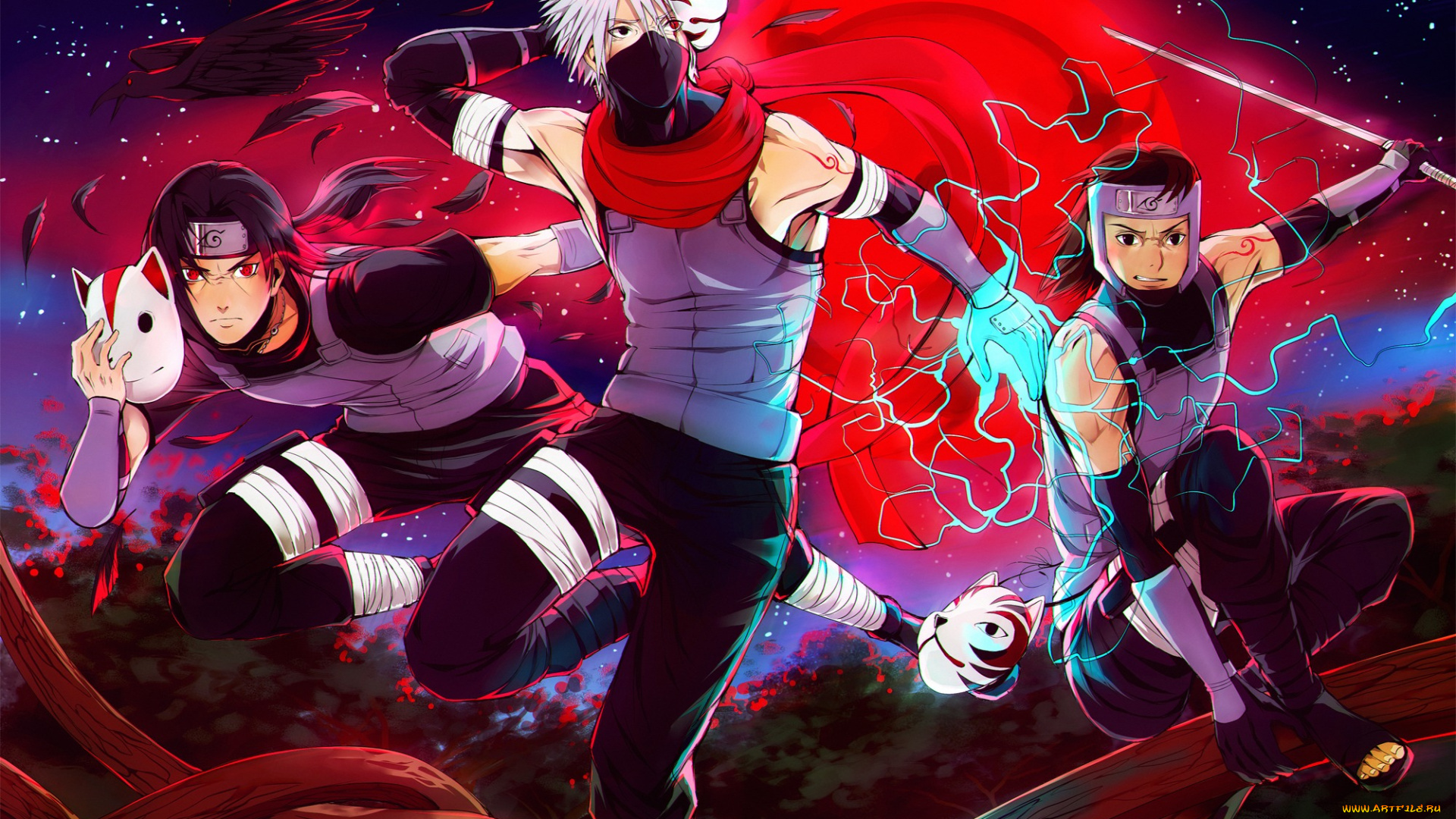 аниме, naruto, art, by, agentwhitehawk, itachi, uchiha, kakashi, hatake, yamato, tenzou, anbu