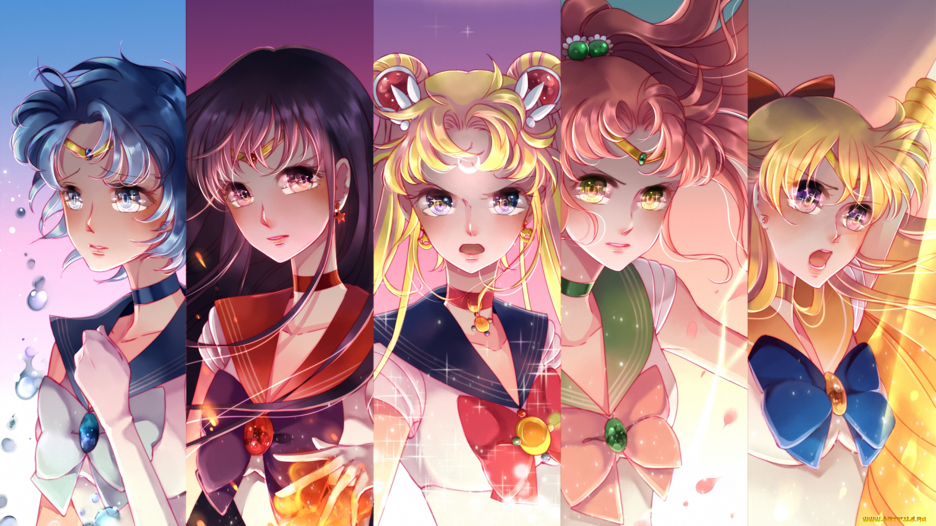аниме, sailor, moon, войны, девушки, girls, venus, mercury, jupiter, sailor, moon, mars