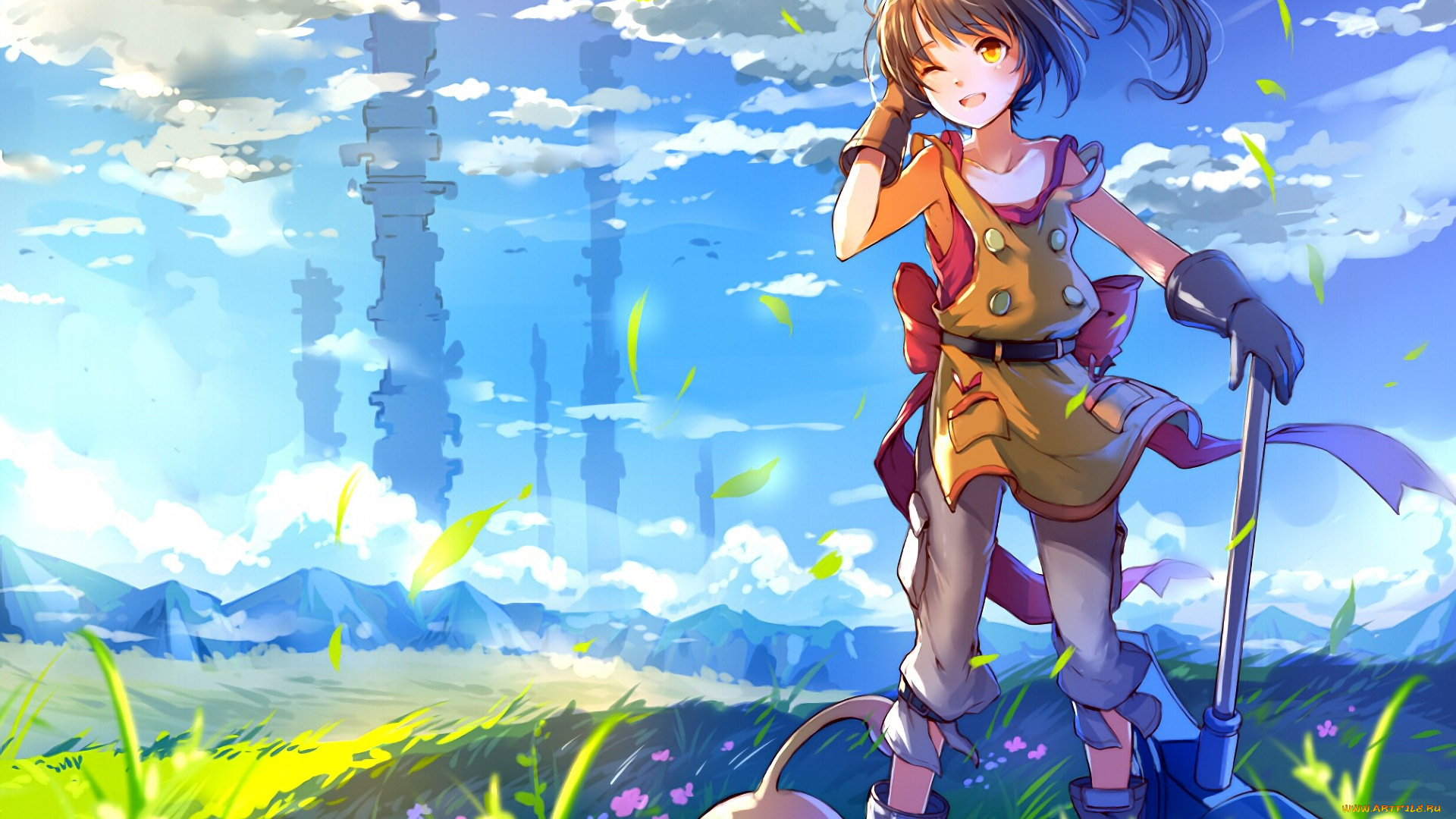 аниме, unknown, , другое, девушка, фон, взгляд