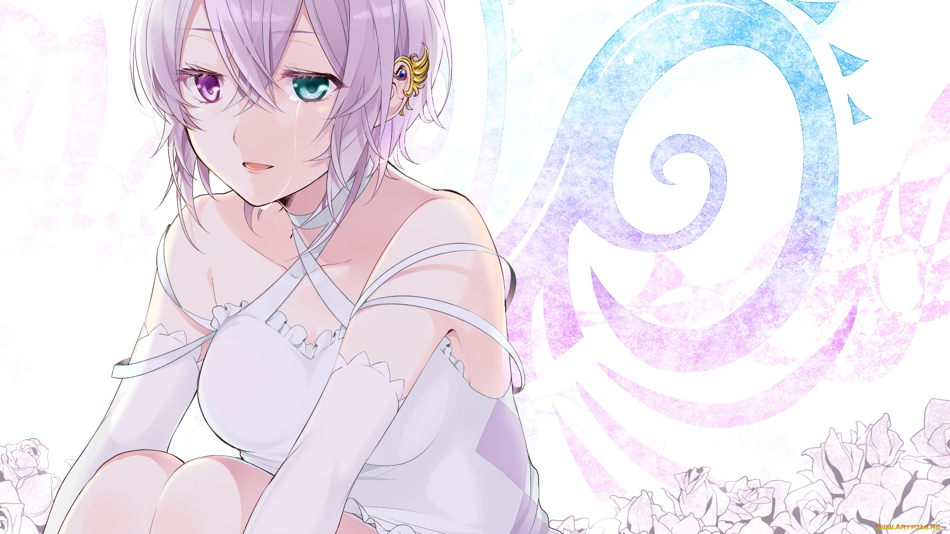 аниме, unknown, , другое, девушка, взгляд, фон