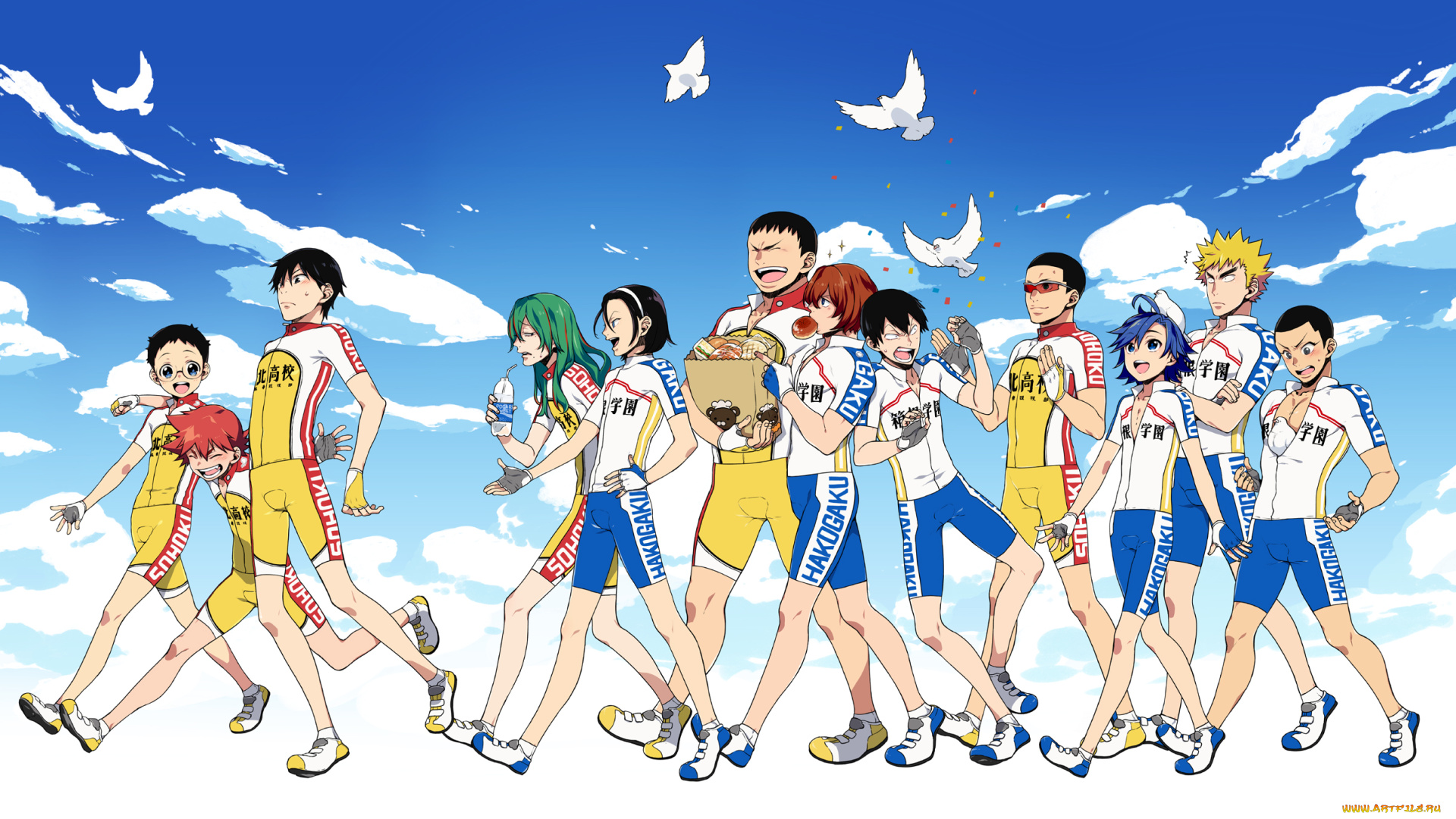 аниме, yowamushi, pedal, парни