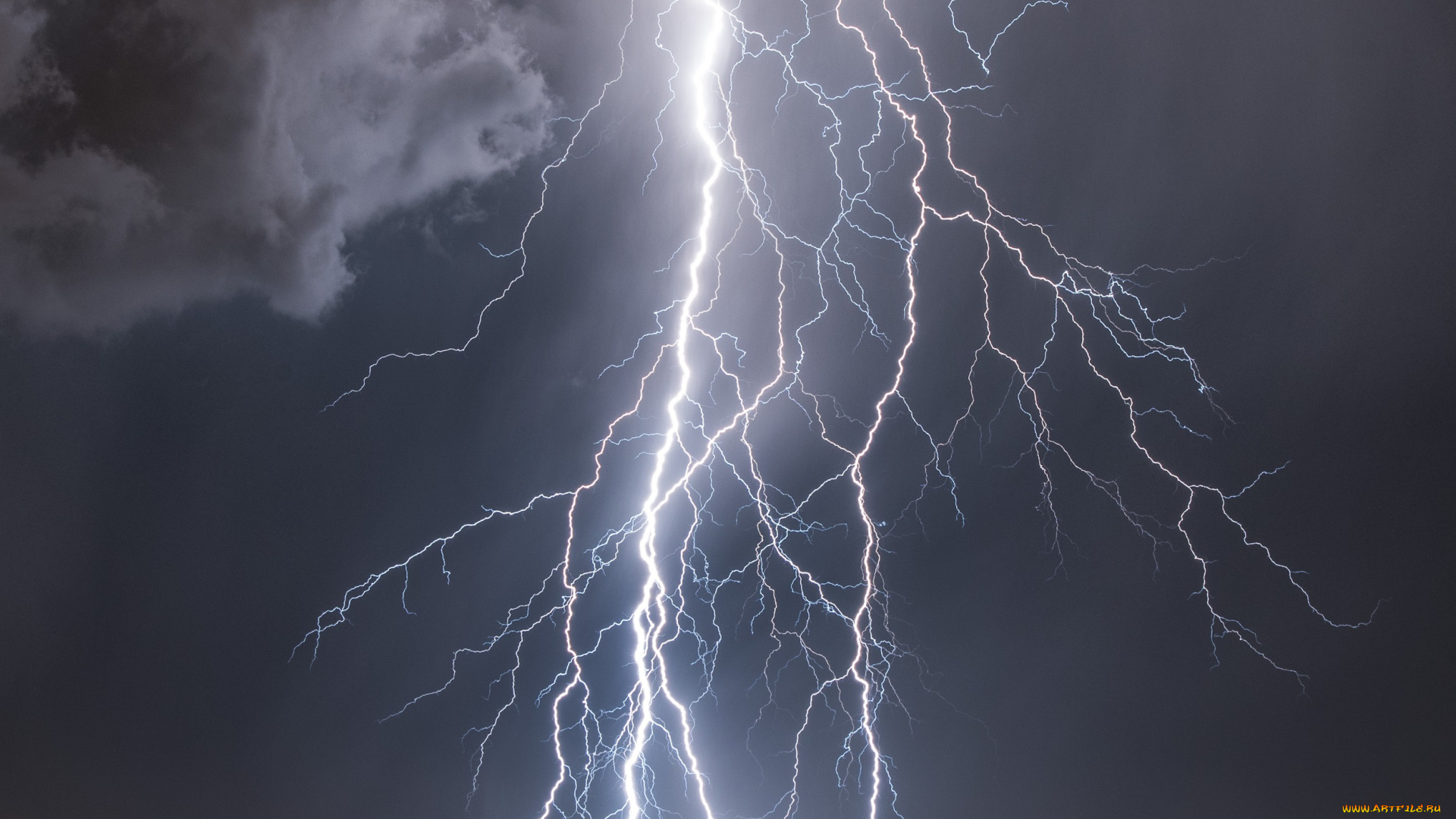 природа, молния, , гроза, ночь
