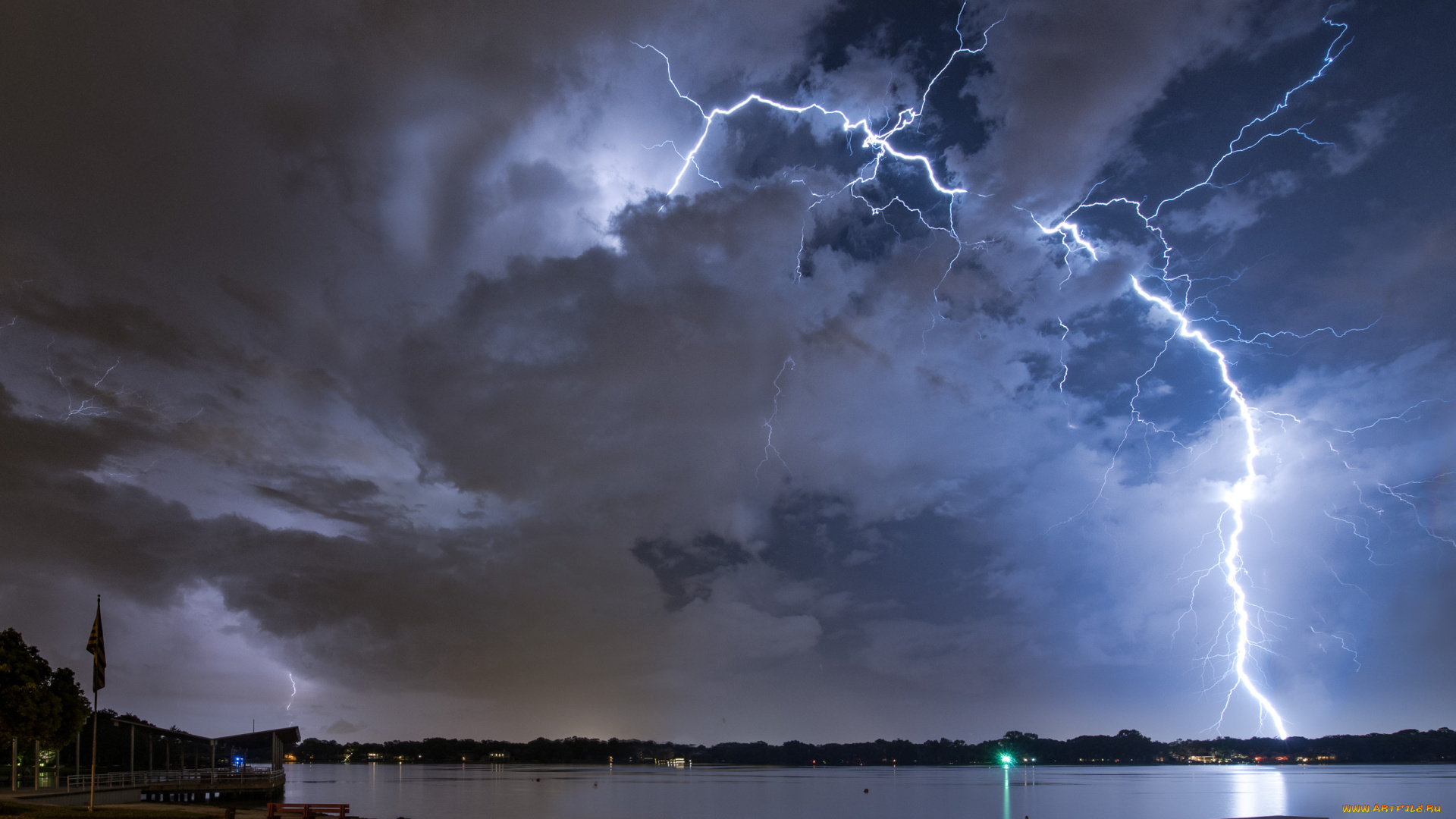 природа, молния, , гроза, ночь, небо