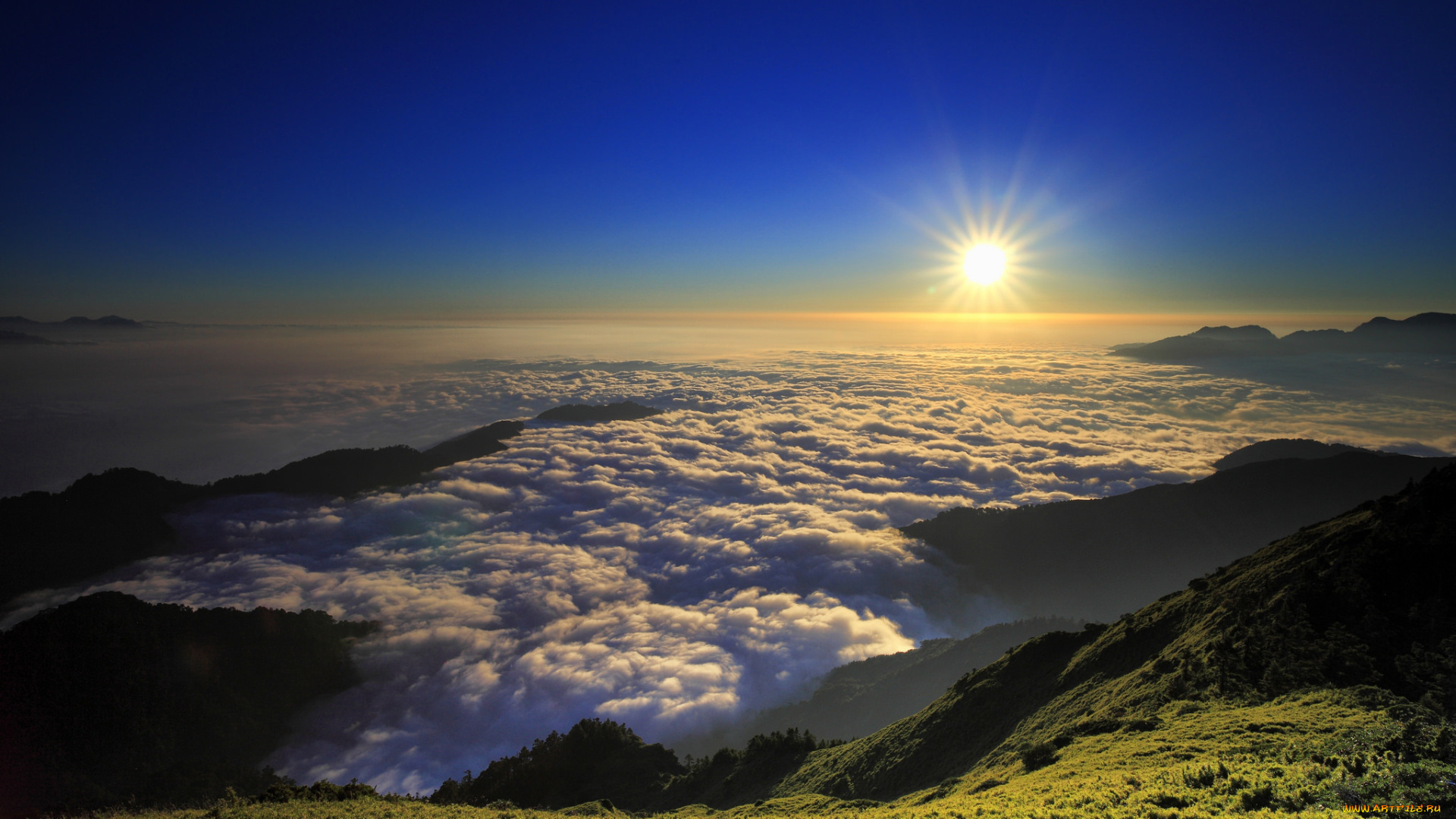 природа, восходы, закаты, облака, лучи, солнце, небо, горы, закат