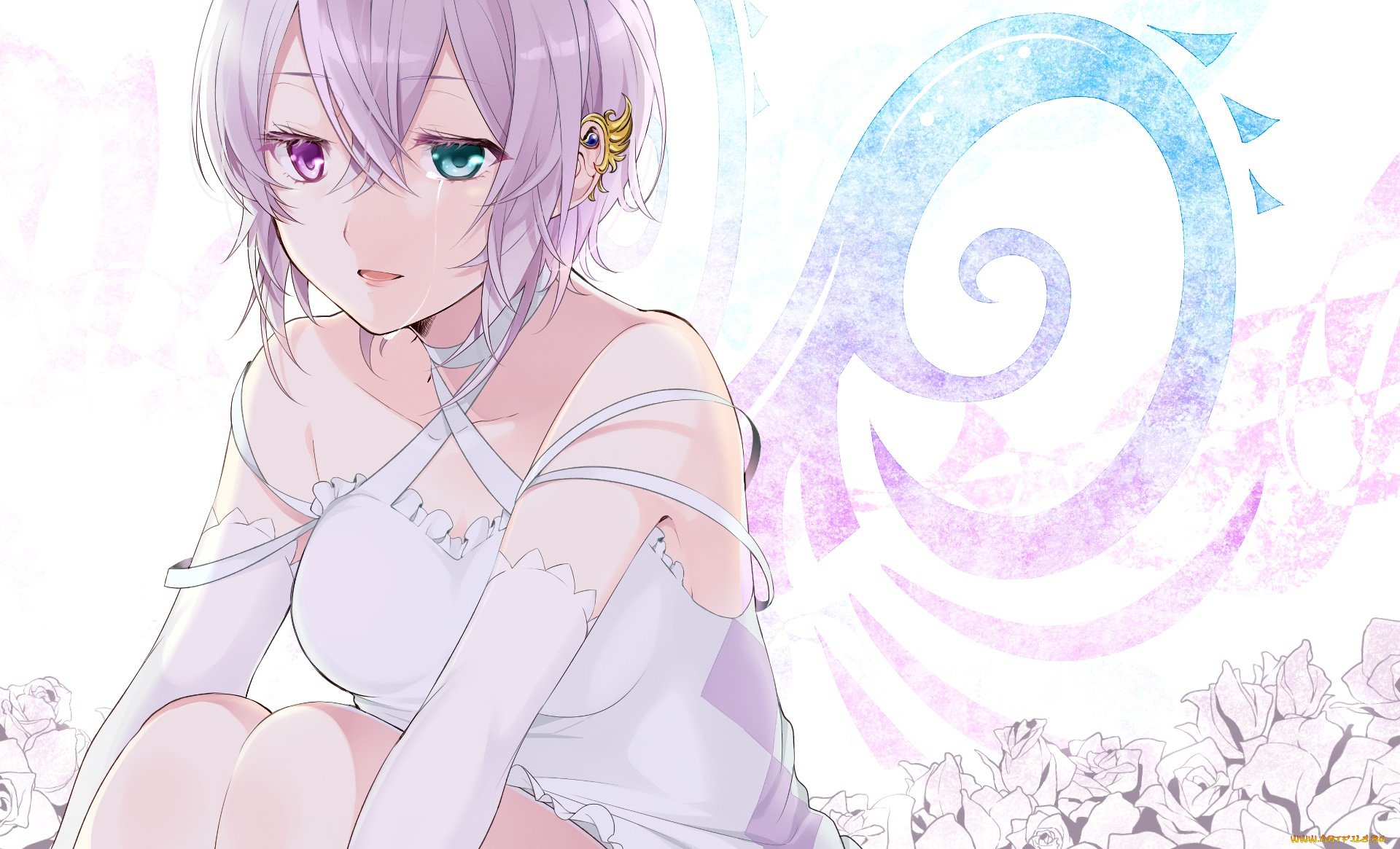 аниме, unknown, , другое, девушка, взгляд, фон