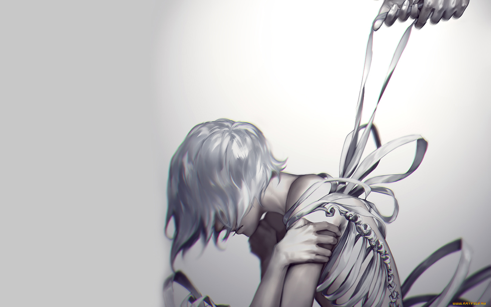 аниме, unknown, , другое, руки, лента, девушка