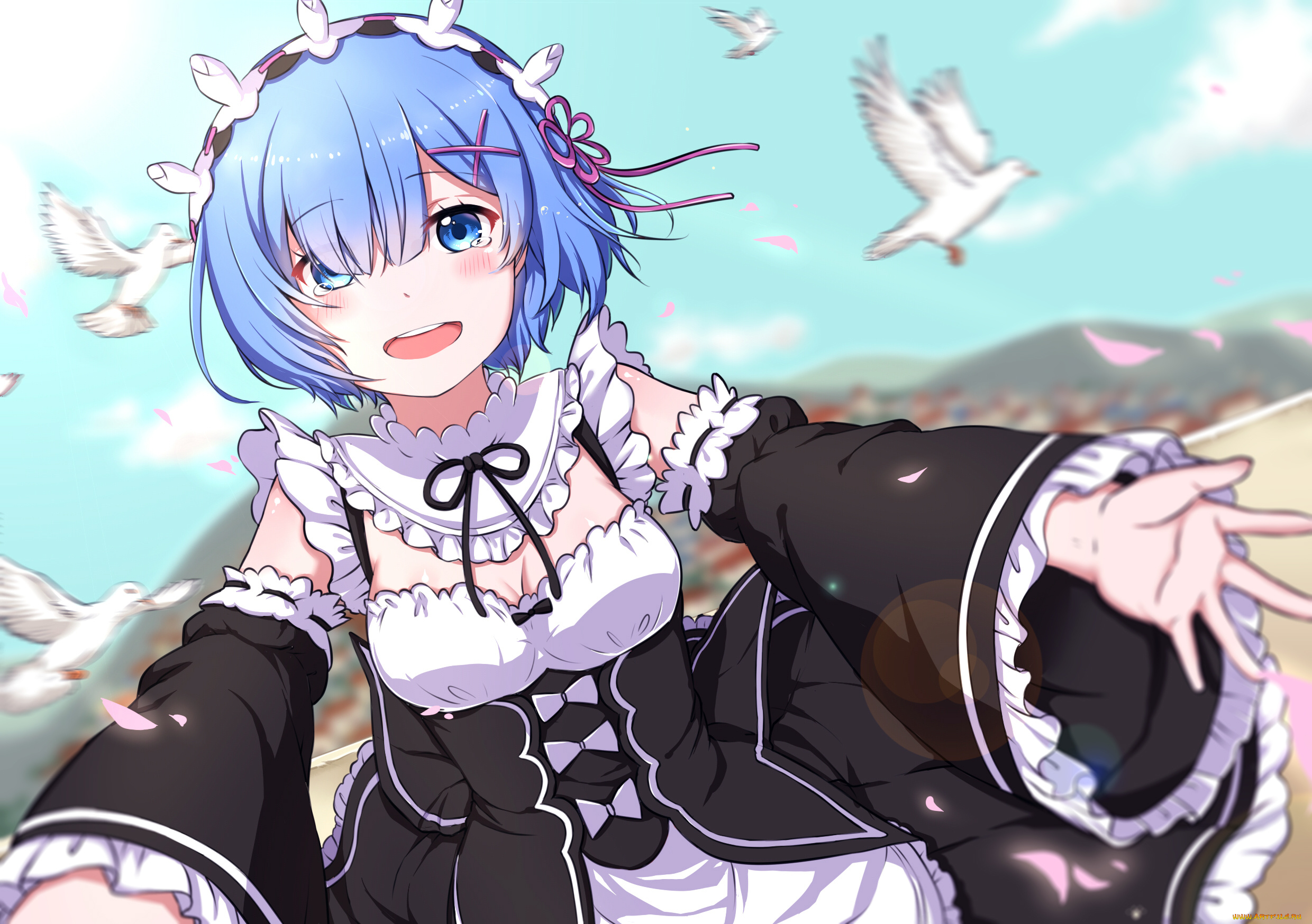 аниме, re, , zero, kara, hajimeru, isekai, seikatsu, девушка, взгляд, фон