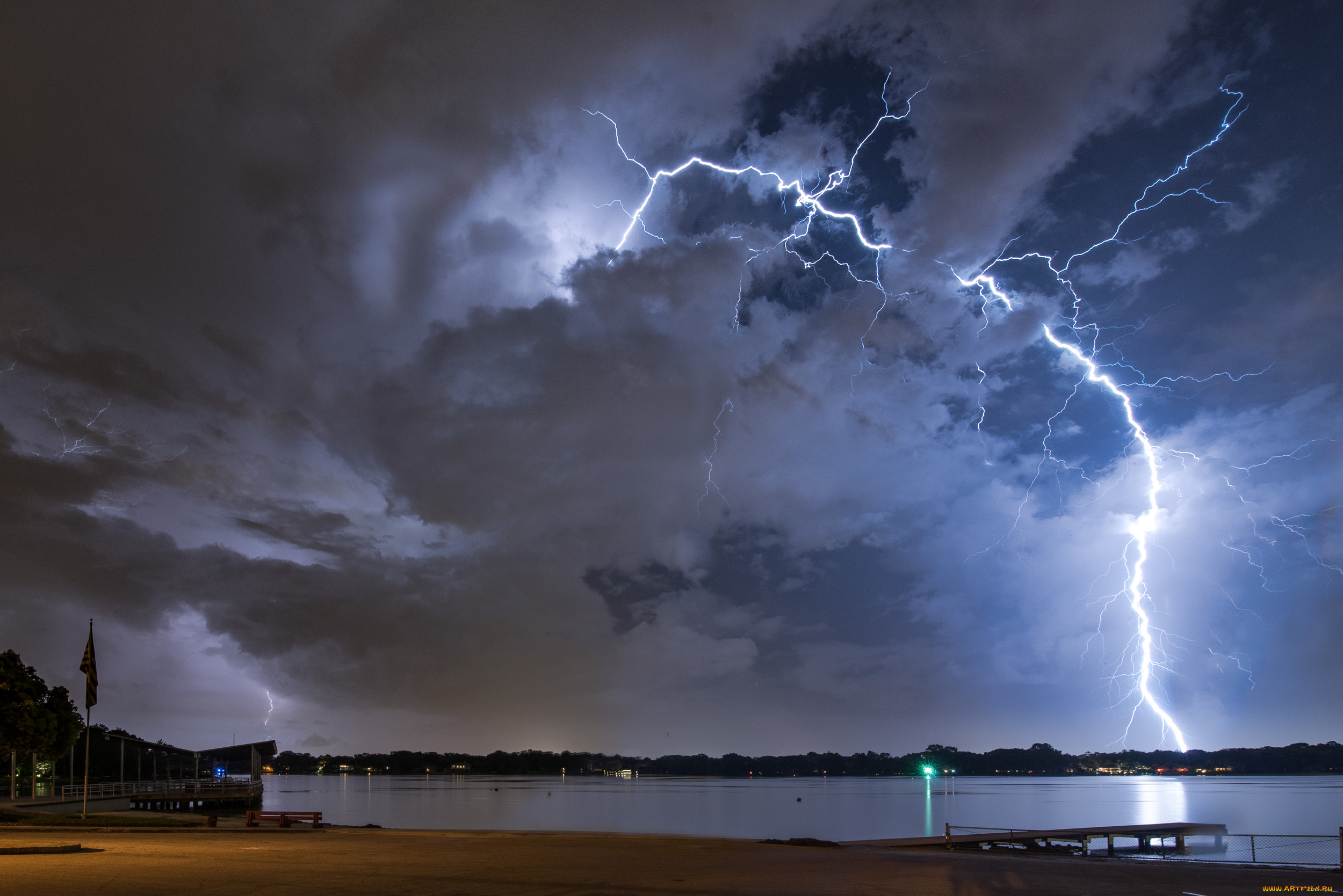 природа, молния, , гроза, ночь, небо