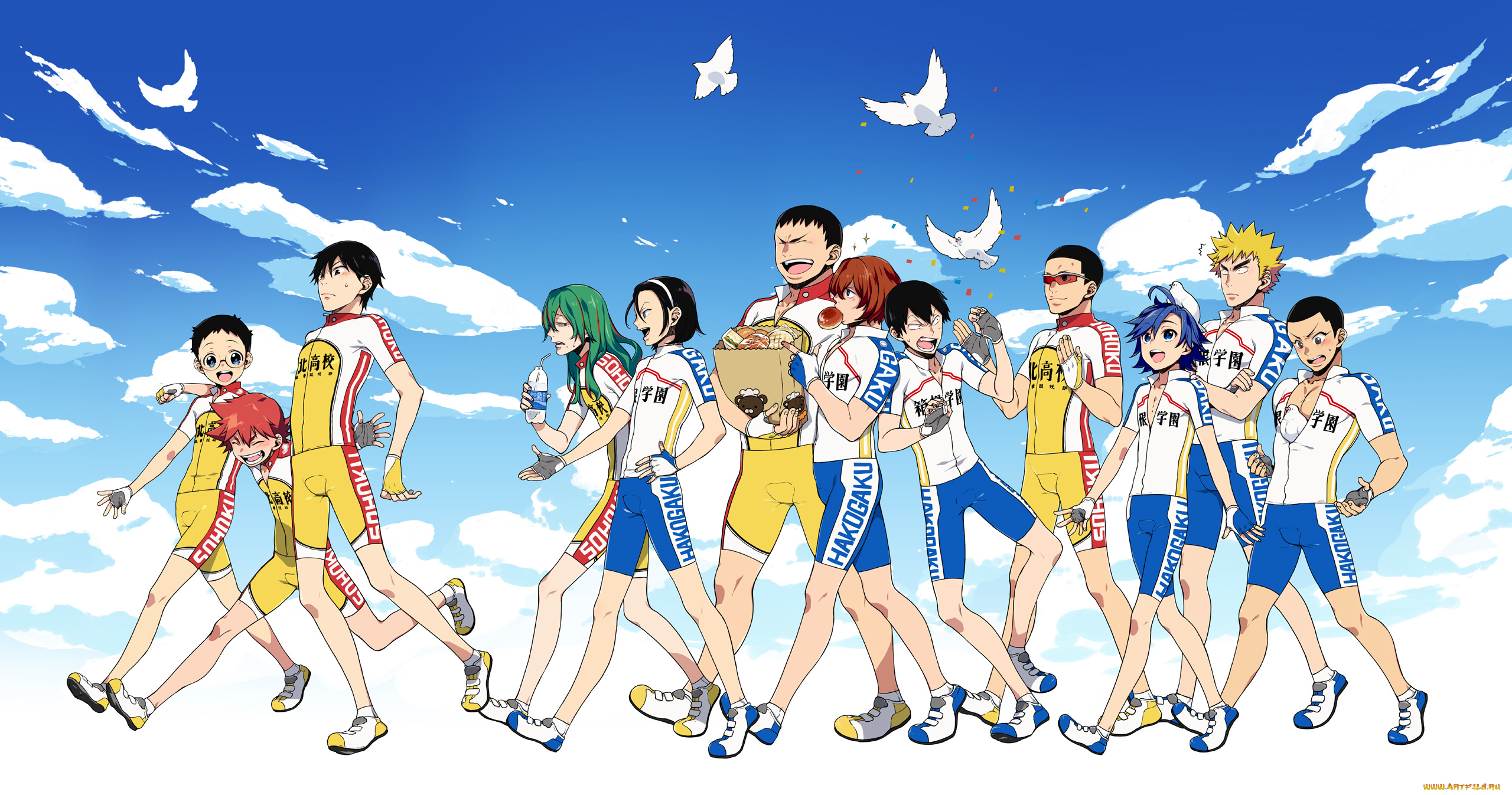 аниме, yowamushi, pedal, парни