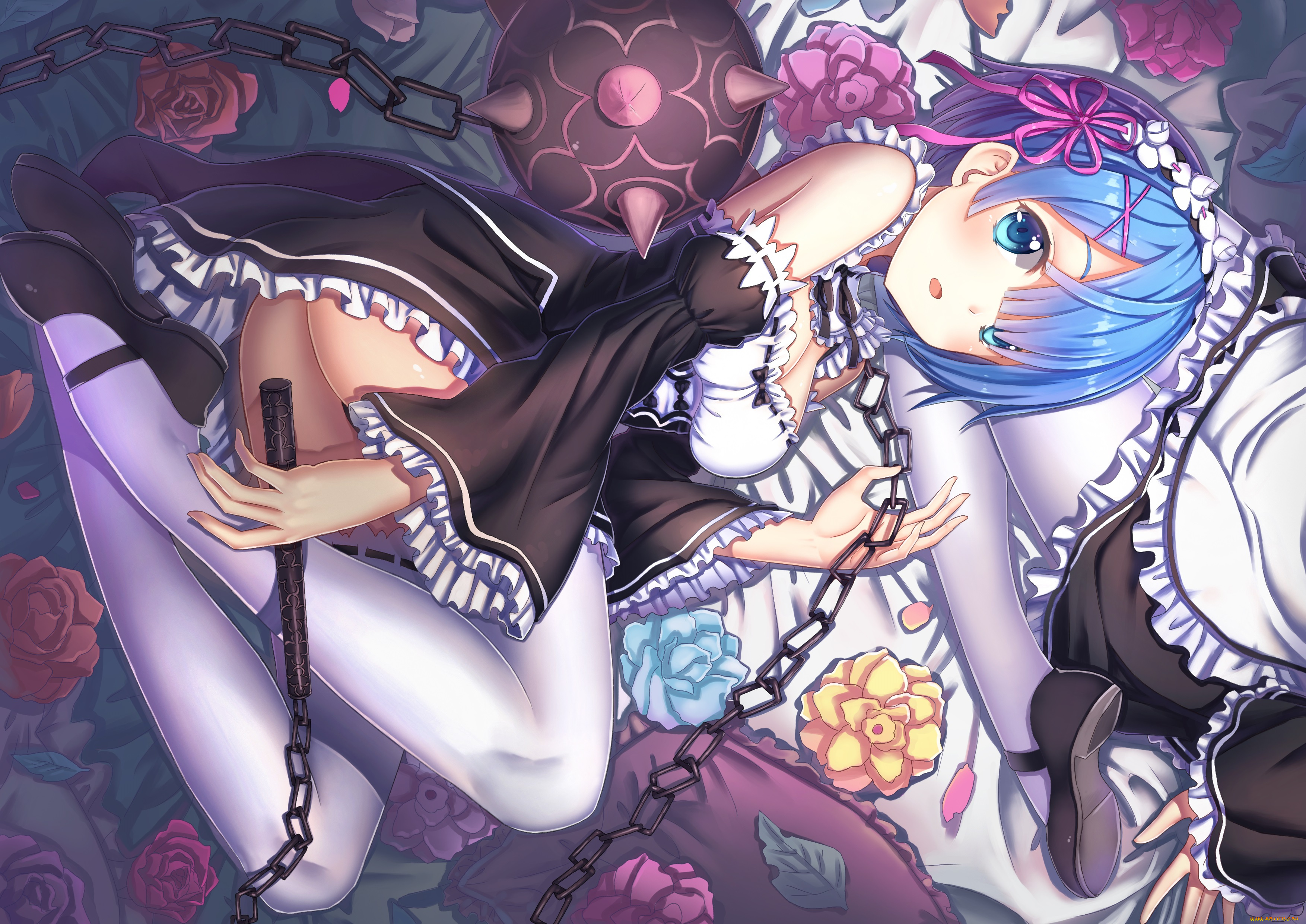 аниме, re, , zero, kara, hajimeru, isekai, seikatsu, рем