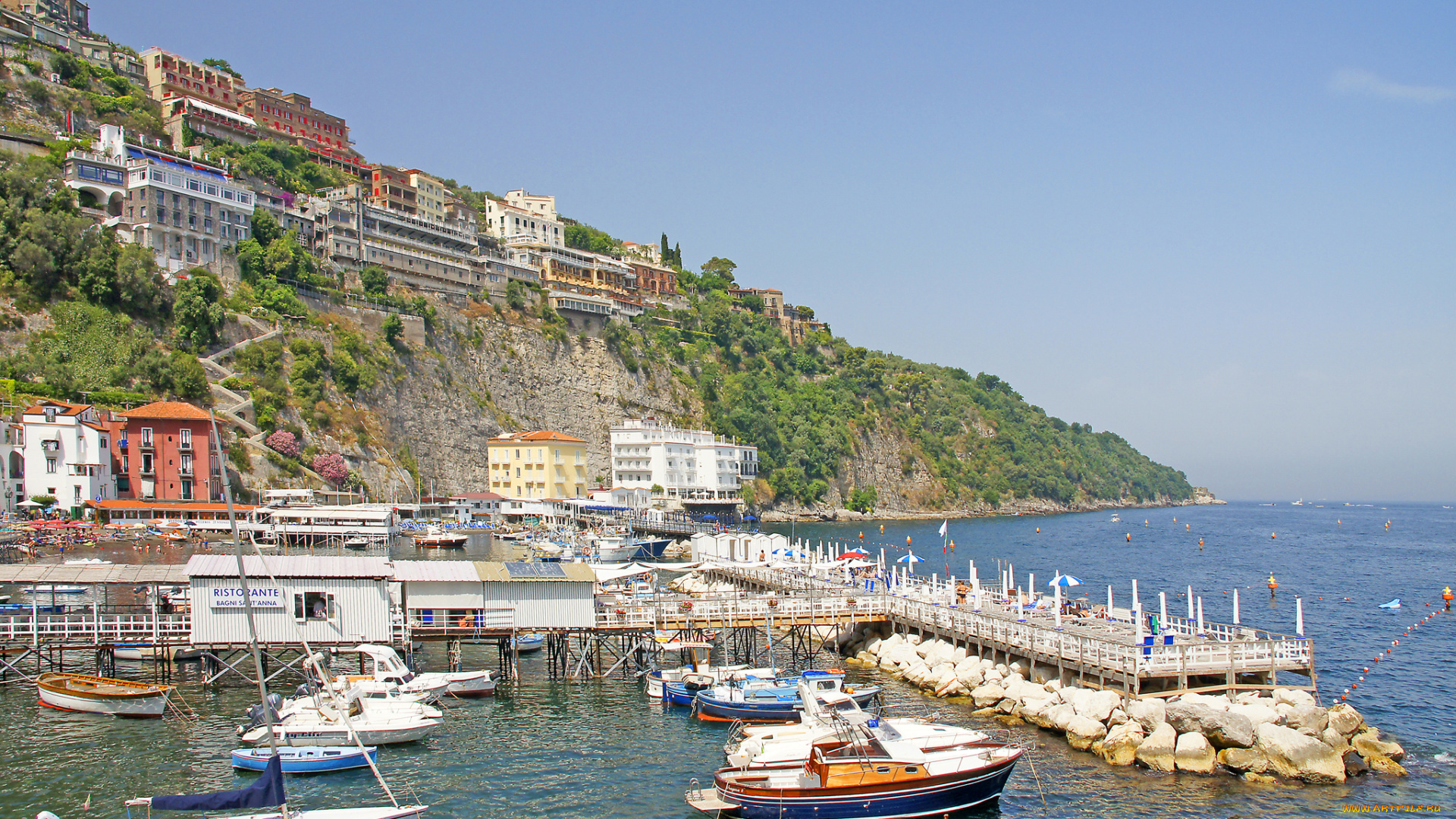 италия, корабли, порты, , , причалы, водоем, деревья, здания, катер, лодки