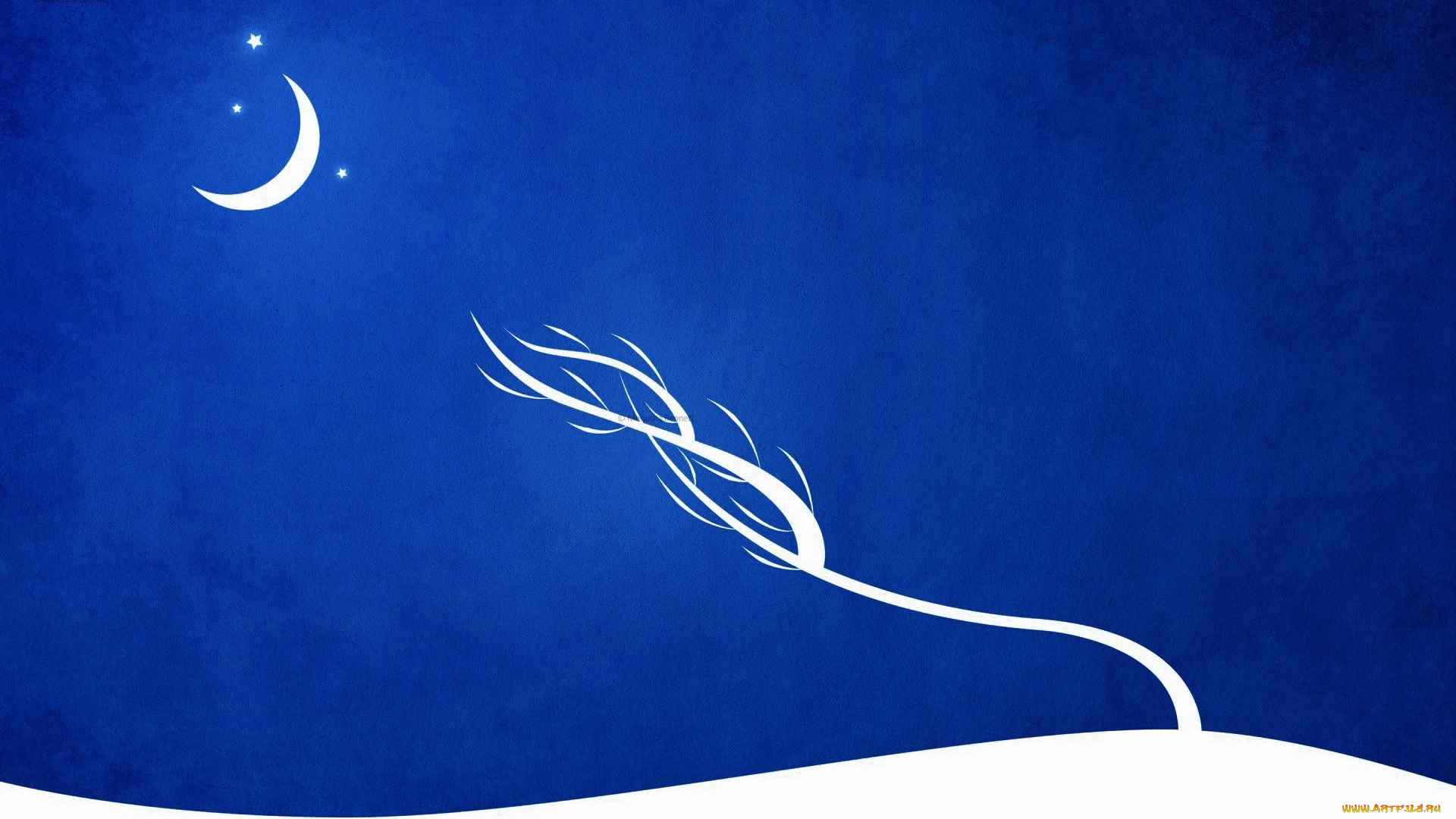 векторная, графика, природа, , nature, луна, дерево, снег