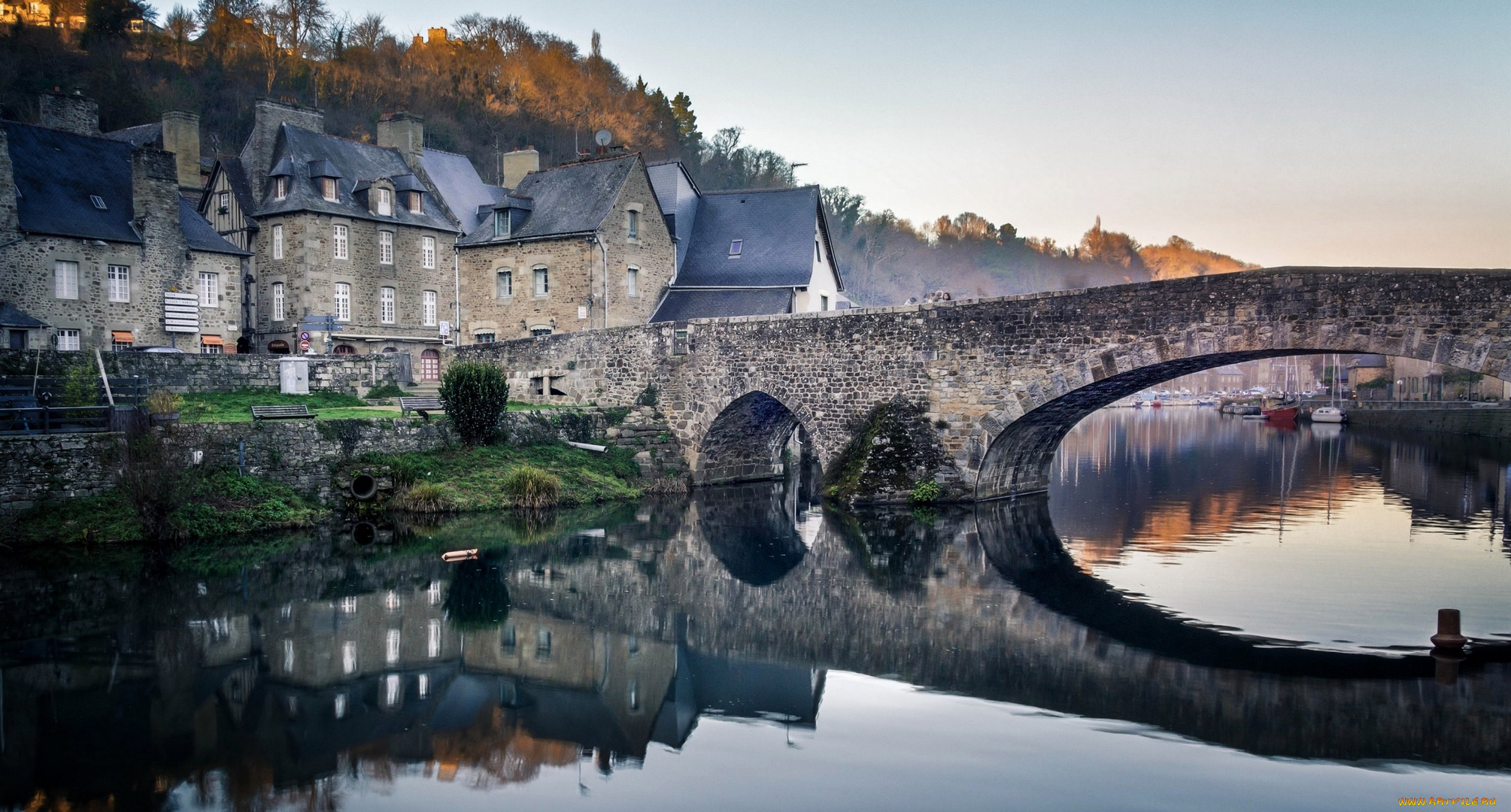 франция, города, -, мосты, лодки, деревья, здания, водоем