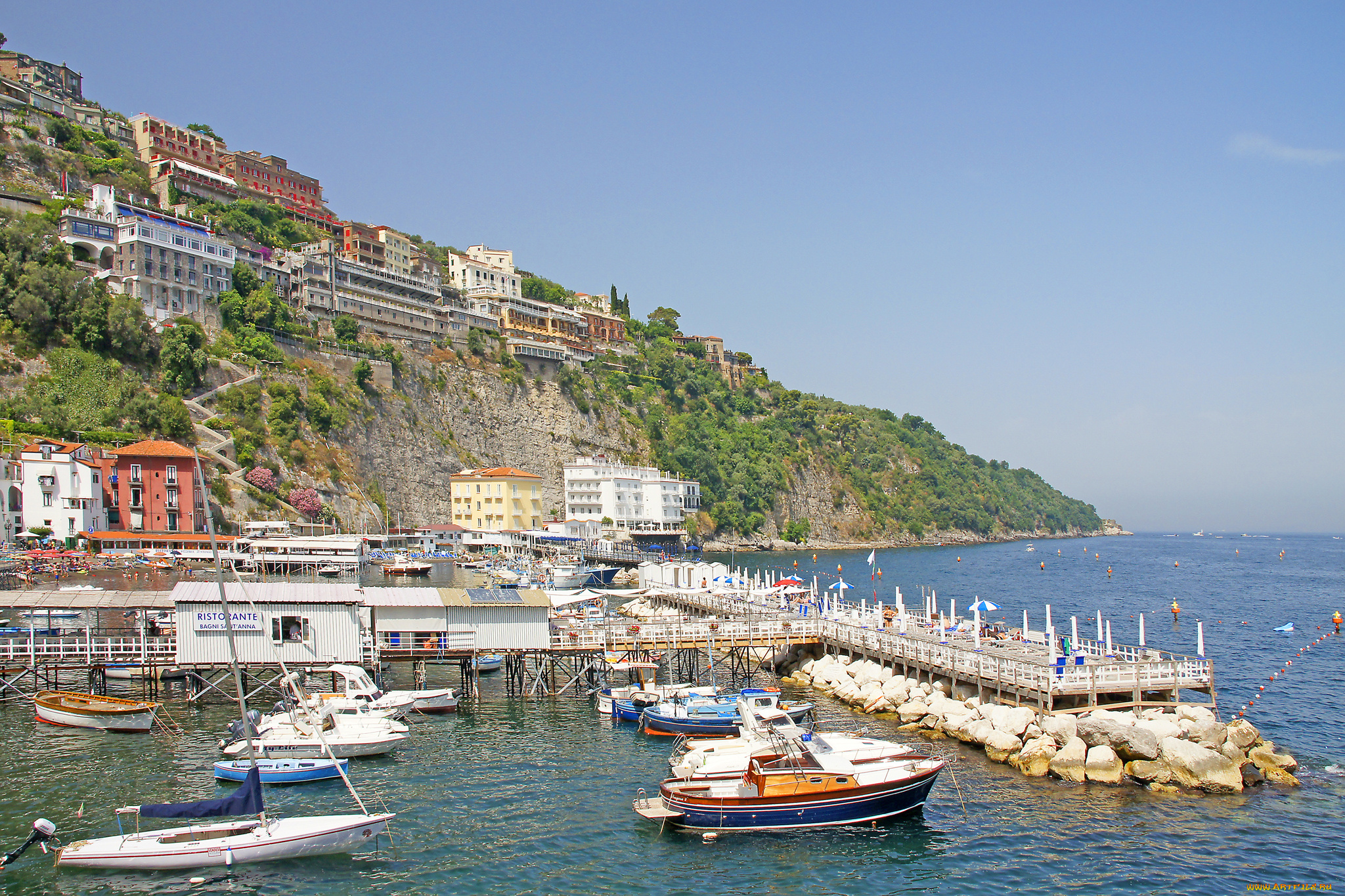 италия, корабли, порты, , , причалы, водоем, деревья, здания, катер, лодки