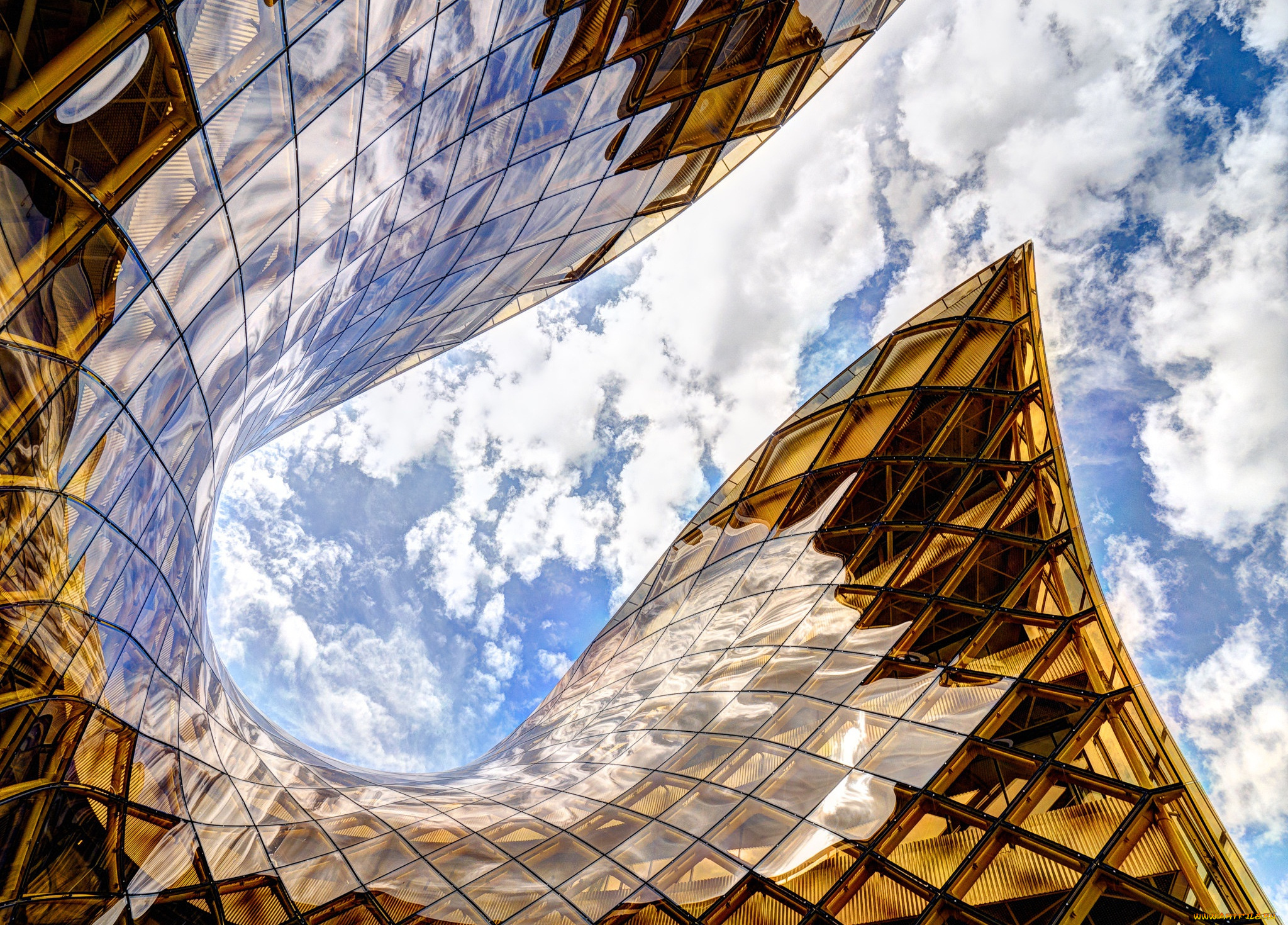 разное, элементы, архитектуры, мальмё, торговый, центр, швеция, архитектура, облака, здание, emporia, shopping, center