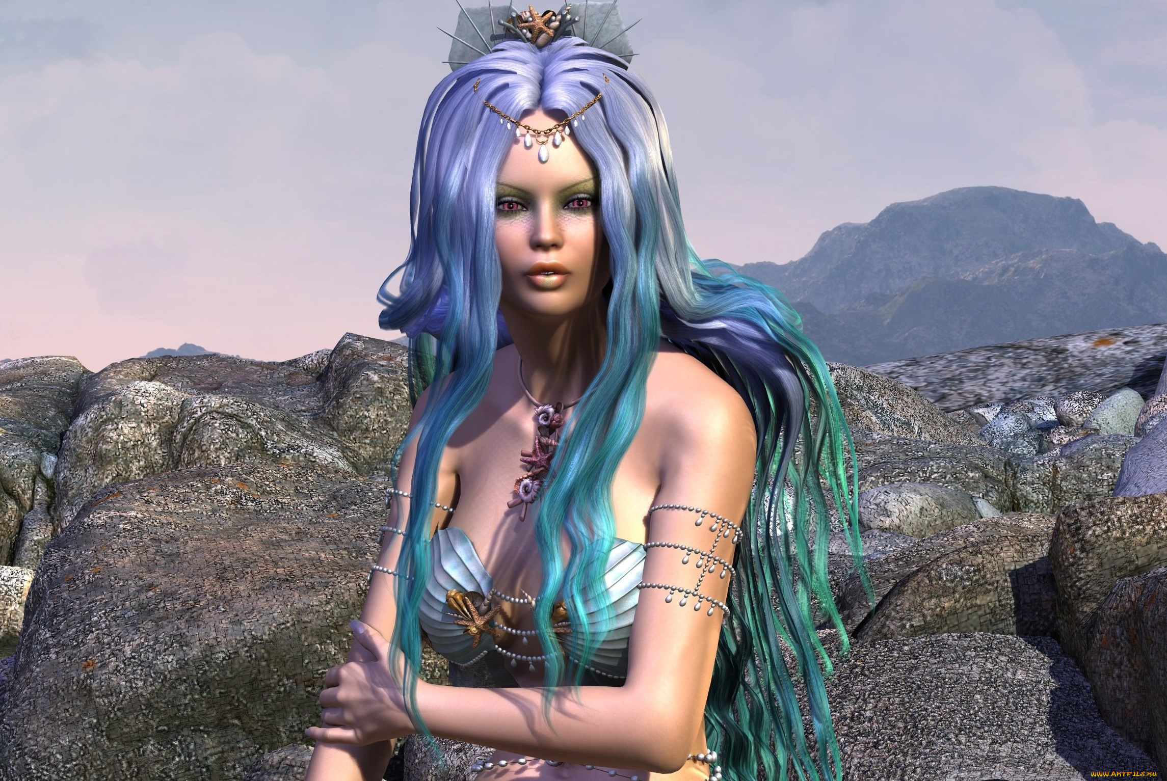 3д, графика, фантазия, , fantasy, фон, взгляд, девушка