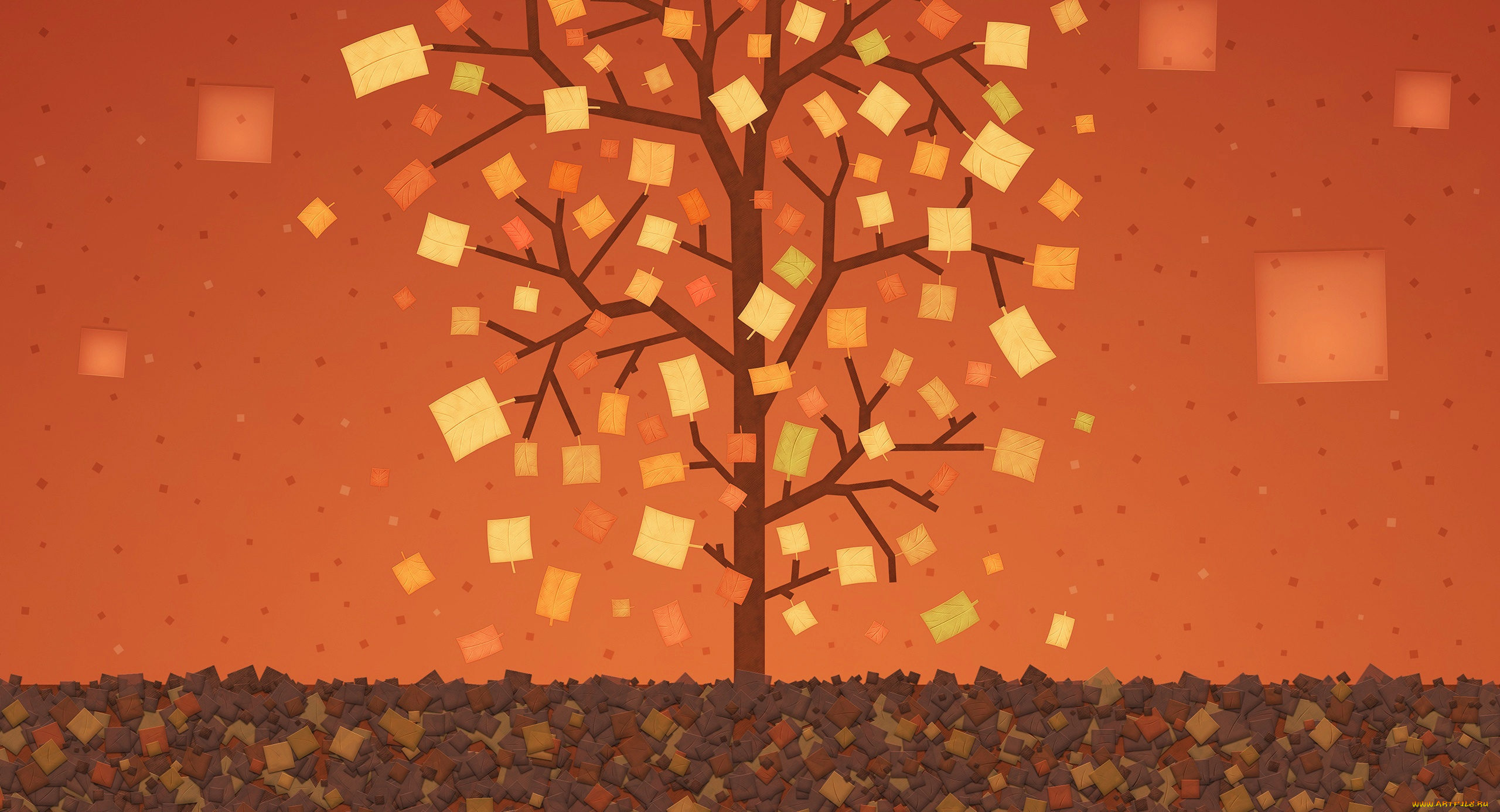 векторная, графика, природа, , nature, прямоугольник, краски, листья, дерево