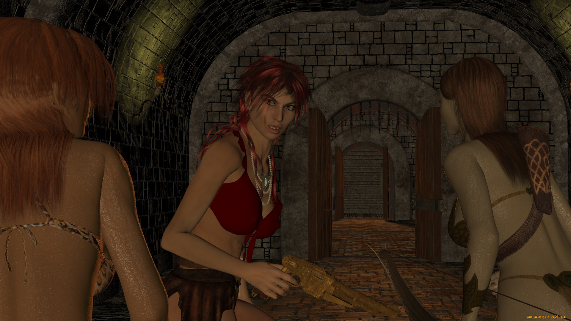 3д, графика, фантазия, , fantasy, девушки, фон, взгляд