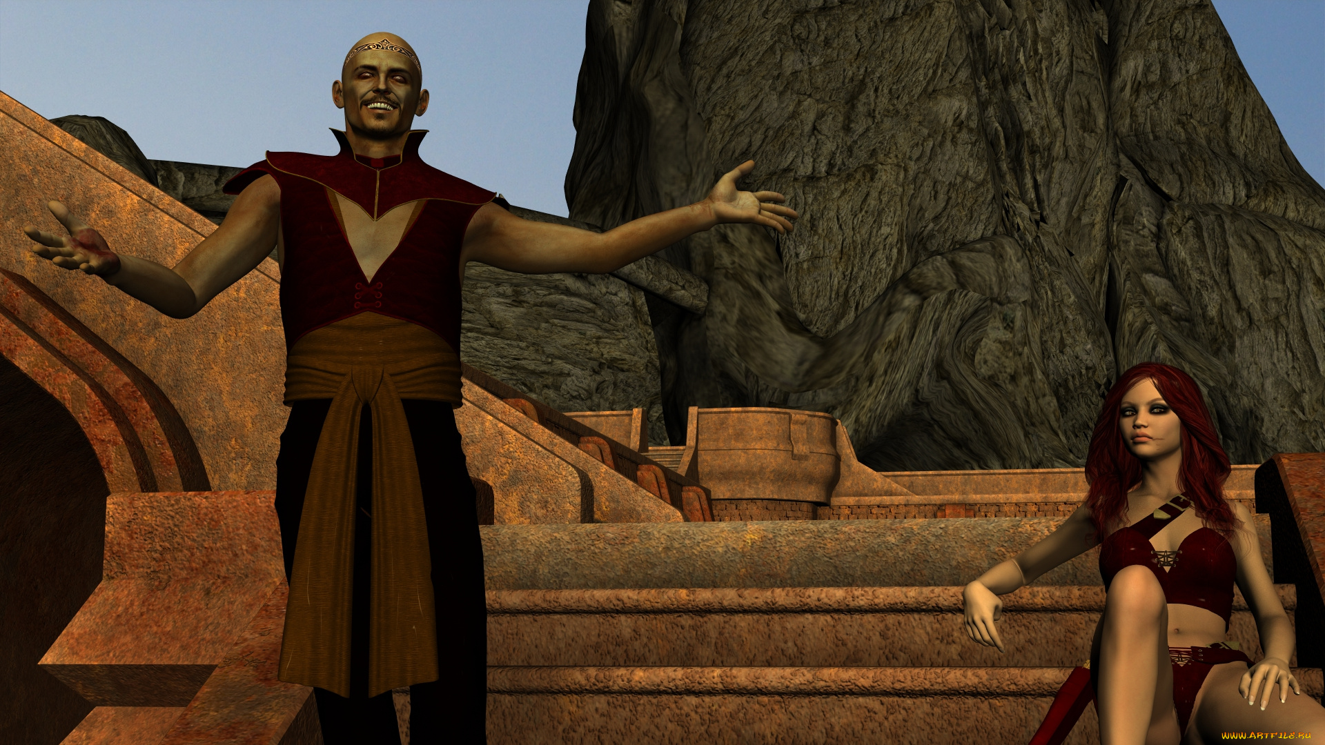 3д, графика, фантазия, , fantasy, фон, девушки, взгляд