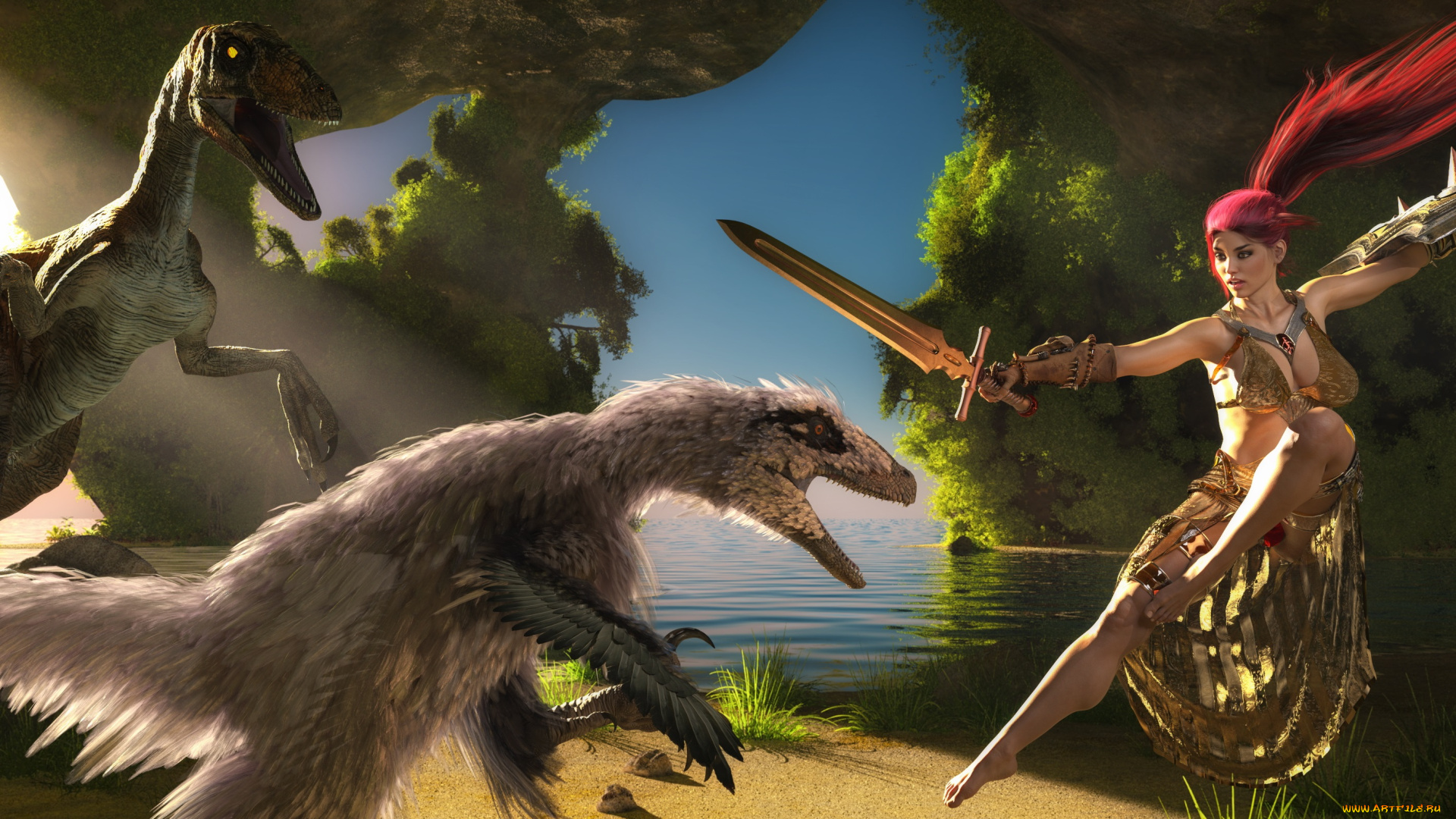 3д, графика, фантазия, , fantasy, фон, взгляд, девушка