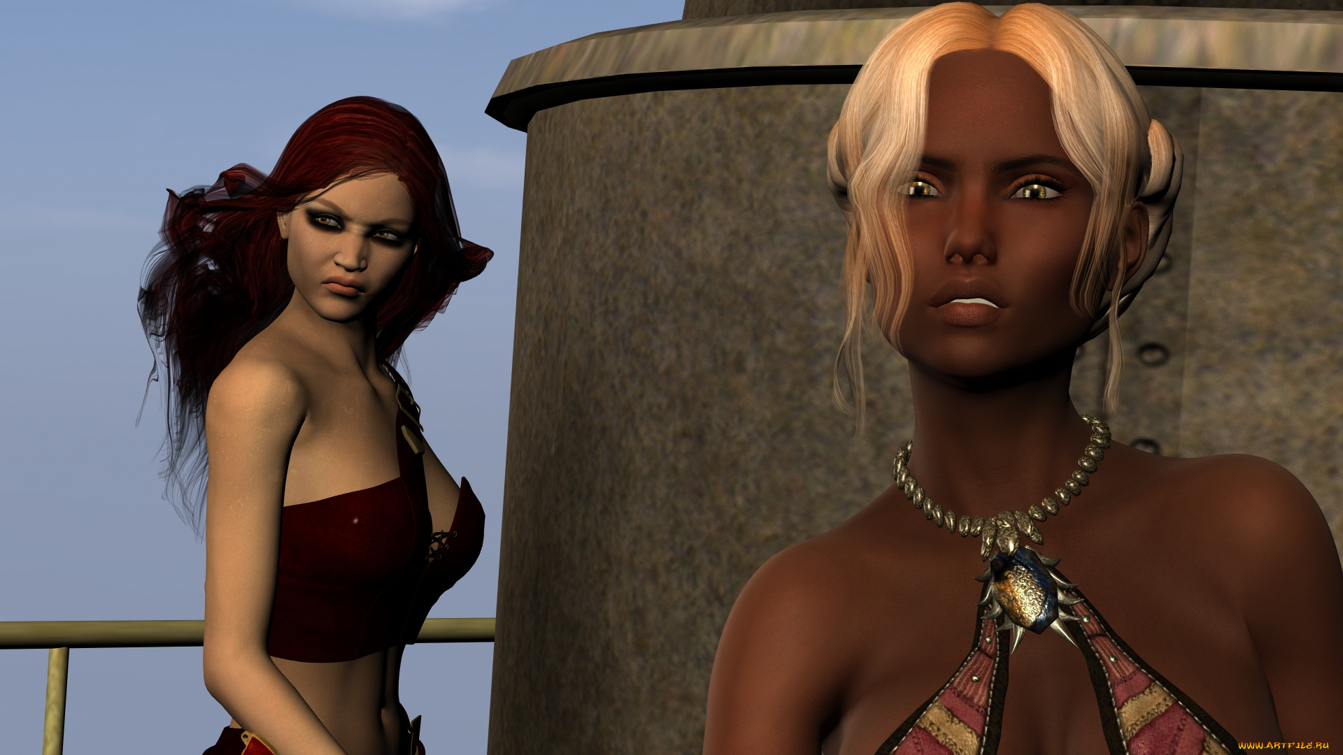 3д, графика, фантазия, , fantasy, фон, взгляд, девушки