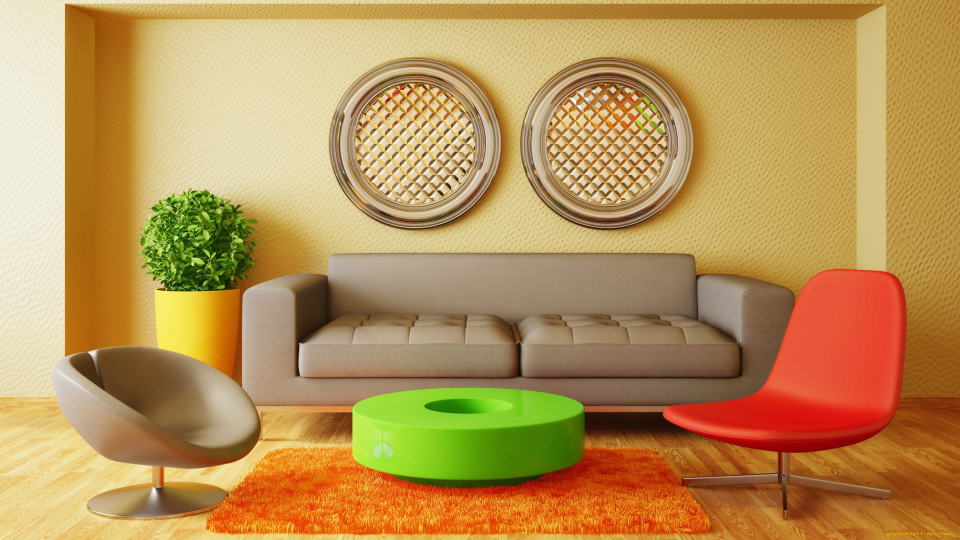 3д, графика, реализм, , realism, interior, room, modern, гостиная, кресла, мебель, диван