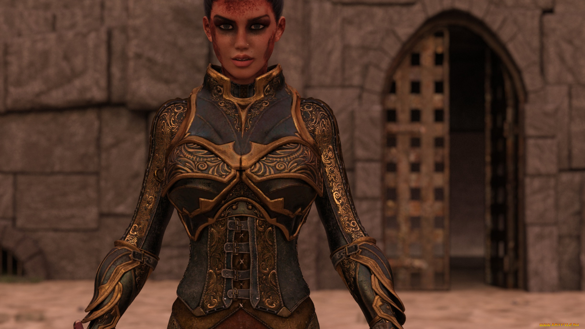 3д, графика, фантазия, , fantasy, фон, взгляд, девушка